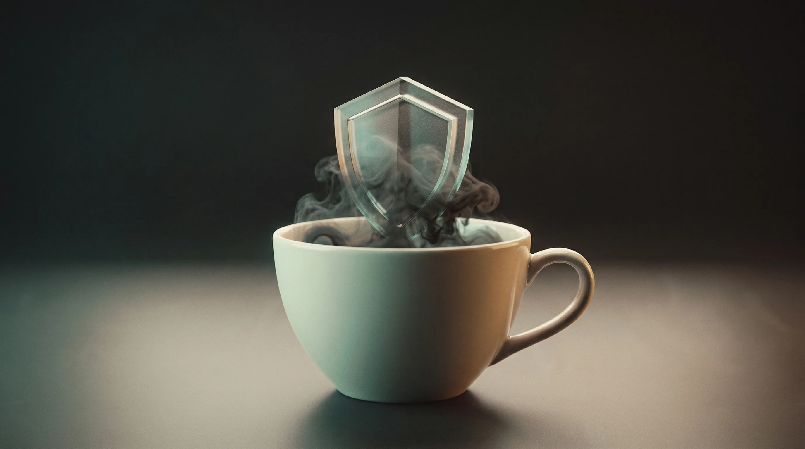 Digital illustration for article section "Reading the Tea Leaves" in "YC Winter 2026: AI Security Startups Dominate Demo Day Investor Pitch" - A minimalist, conceptual still life visually interpreting the concept of "reading the tea leaves" fo...