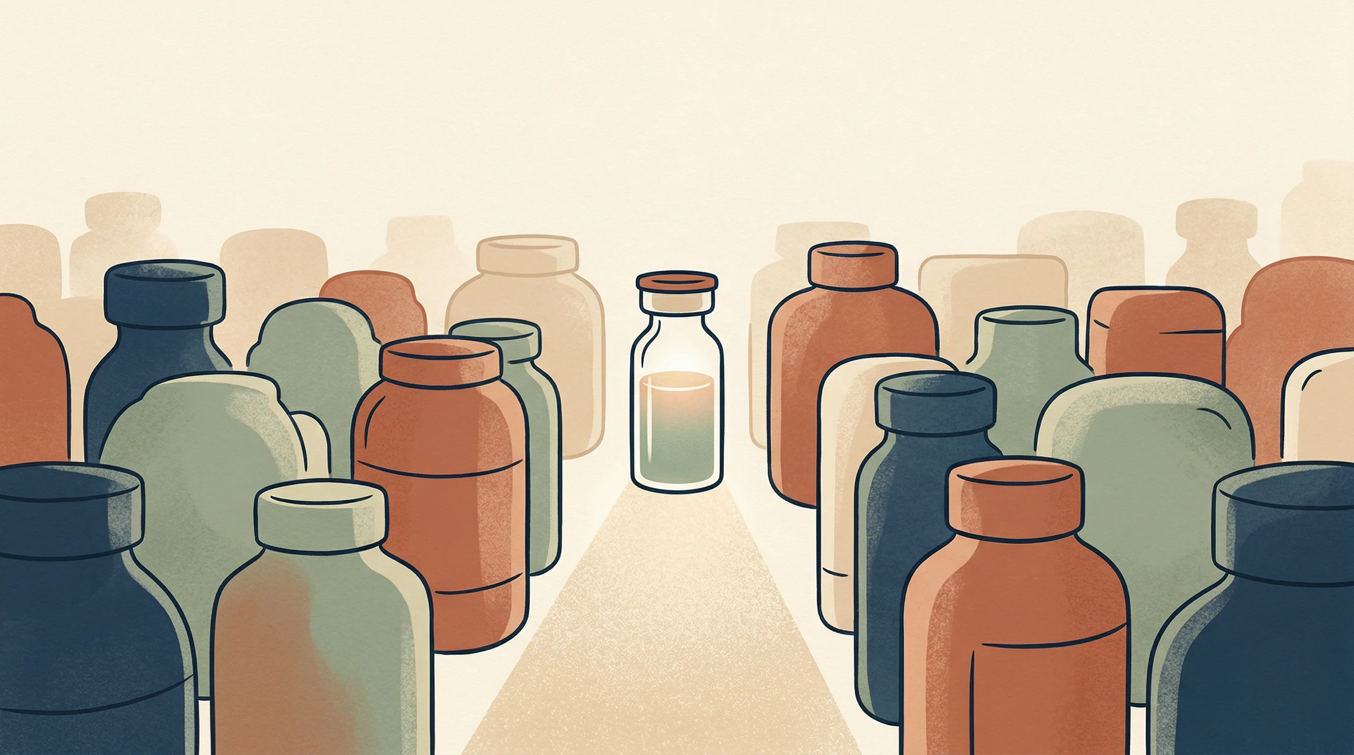 Digital illustration for article section "A Crowded Field, A Narrow Bet" in "DiappyMed Raises €5M Seed for AI Diabetes Platform, Partners Sanofi" - A conceptual, modern hand-drawn illustration representing a crowded competitive field and a precise,...