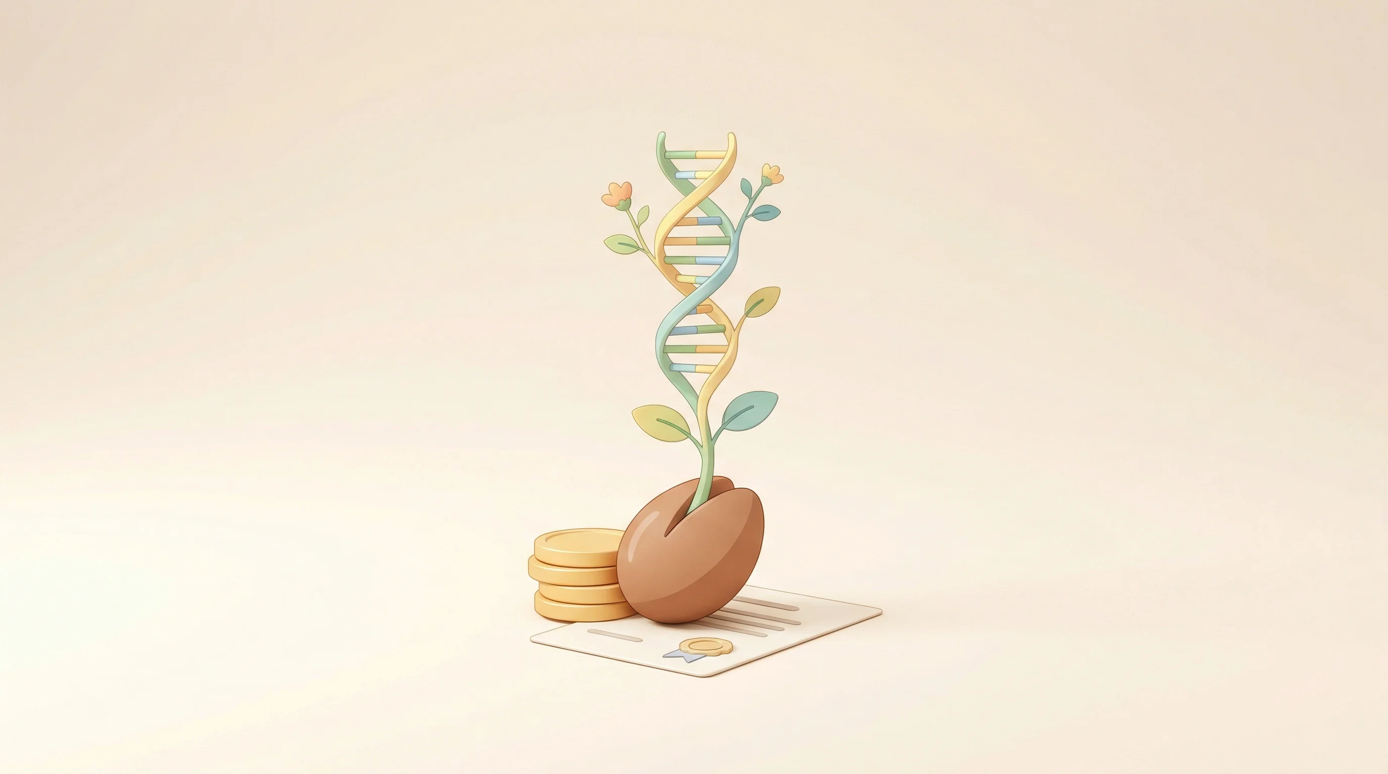 Digital illustration for article section "The Funding Landscape" in "Swaza Raises $400K for 'World's First' Nanofluid Breathing Aid" - A conceptual, minimalist illustration representing seed-stage biotech funding, featuring a stylized,...