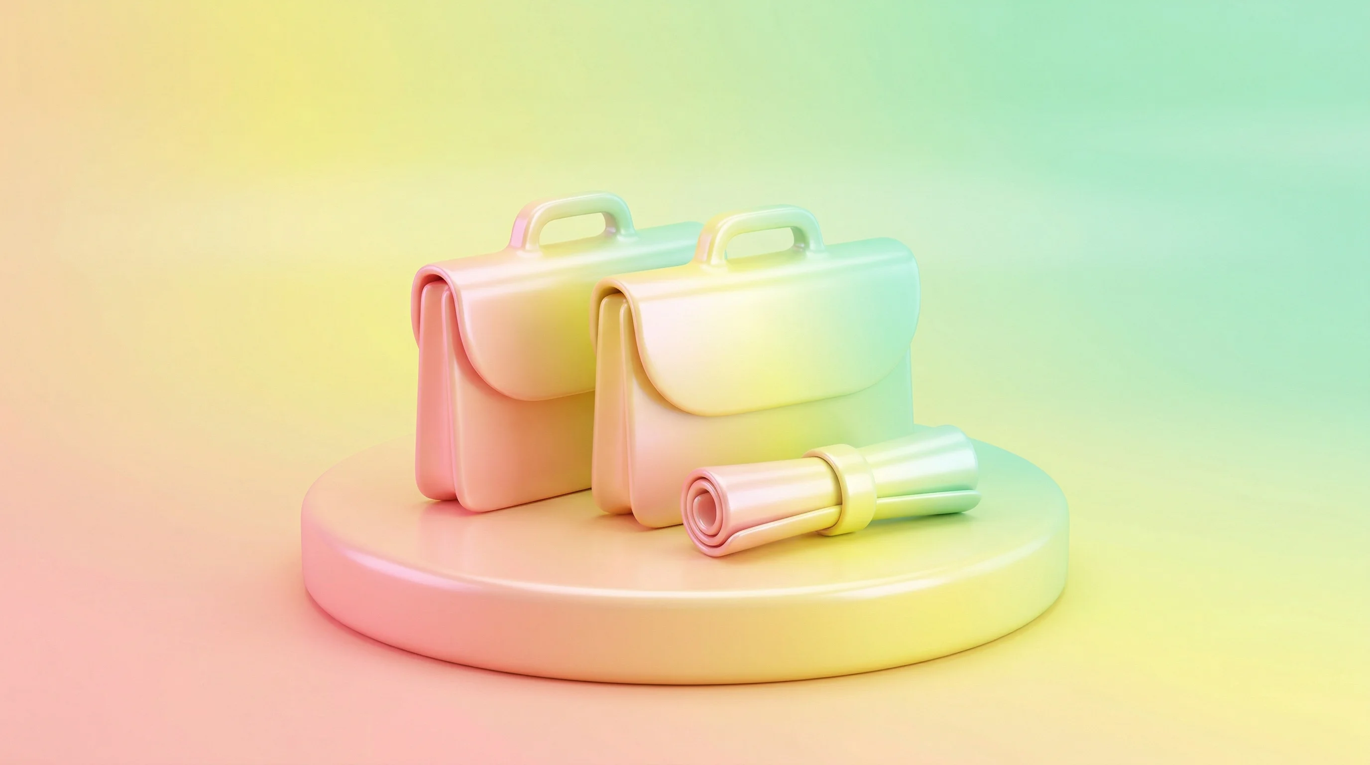 Digital illustration for article section "The Executive Carryover" in "OpZira Raises $1.1M Seed for AI-Powered Eye Disease Diagnostic" - A conceptual, minimalist 3D illustration symbolizing an executive corporate transition, featuring tw...