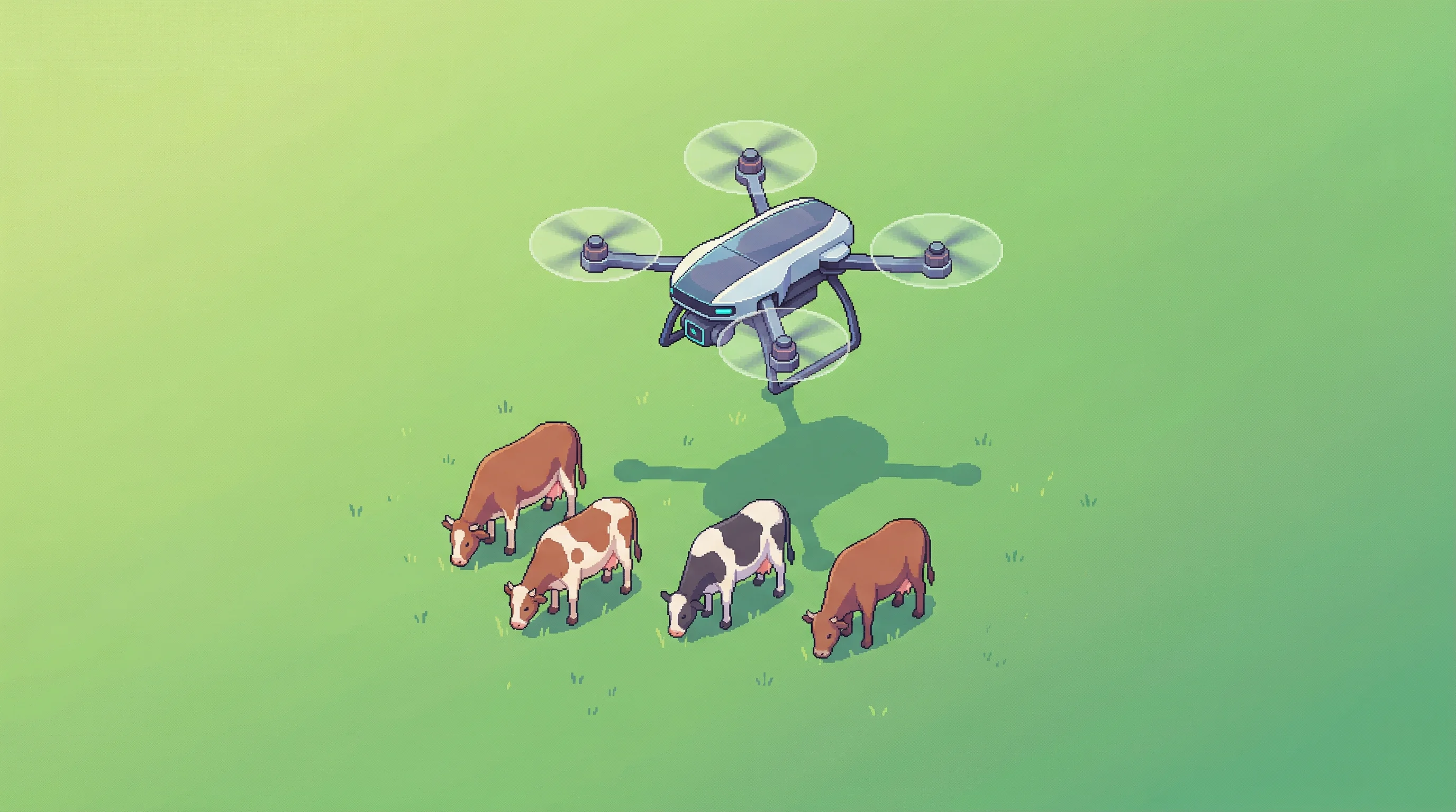 Digital illustration for article section "AI Leaving the Data Center" in "8 AI Startups Draw Top VC Interest at YC Winter 2026 Demo Day" - A clean, minimalist top-down isometric view of a sleek autonomous drone gently herding a small group...
