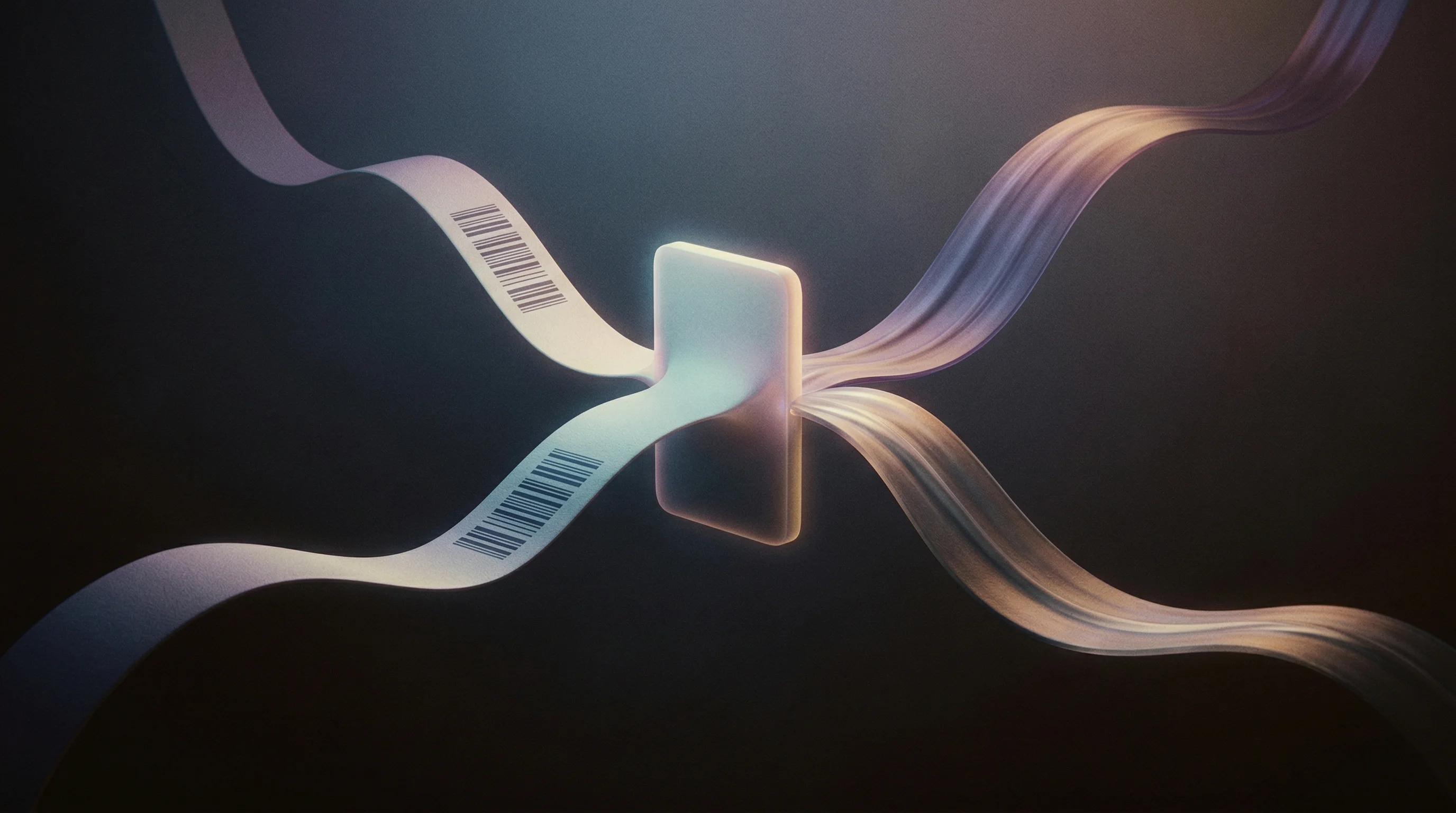 Digital illustration for article section "The Technical Stack, Decoded" in "Kira Financial AI Merges Banking Rails and Stablecoins for B2B Payments" - A sleek, minimalist abstract representation of a central orchestration layer, visualized as a single...
