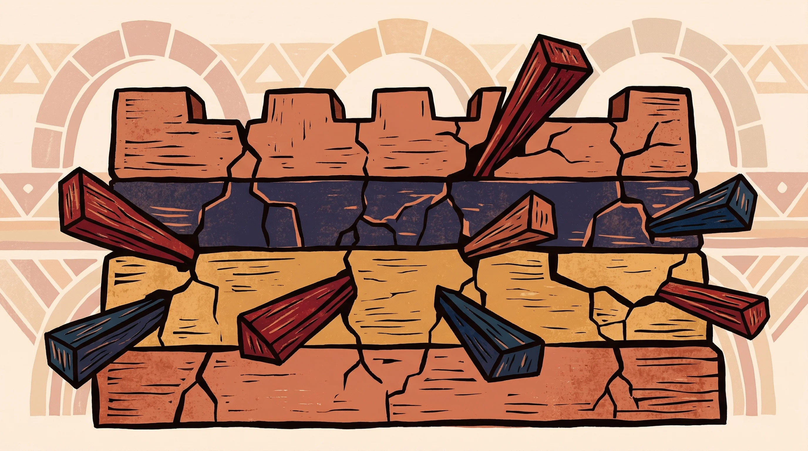 Digital illustration for article section "The Unsettling Reality of Security" in "Why Developers Are Ditching Cloudflare for Smaller CDN Rivals" - A clean, minimal, and conceptual illustration of a large, layered protective wall or shield with mul...