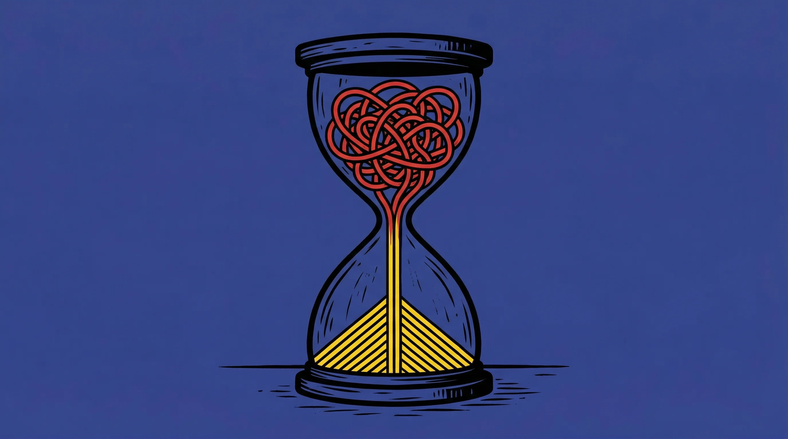 Digital illustration for article section "The Metrics That Matter (If They Hold)" in "Krane Raises $9M to Automate Construction Supply Chains with AI" - A conceptual and minimalist illustration of a single, prominent hourglass resting on a flat surface,...