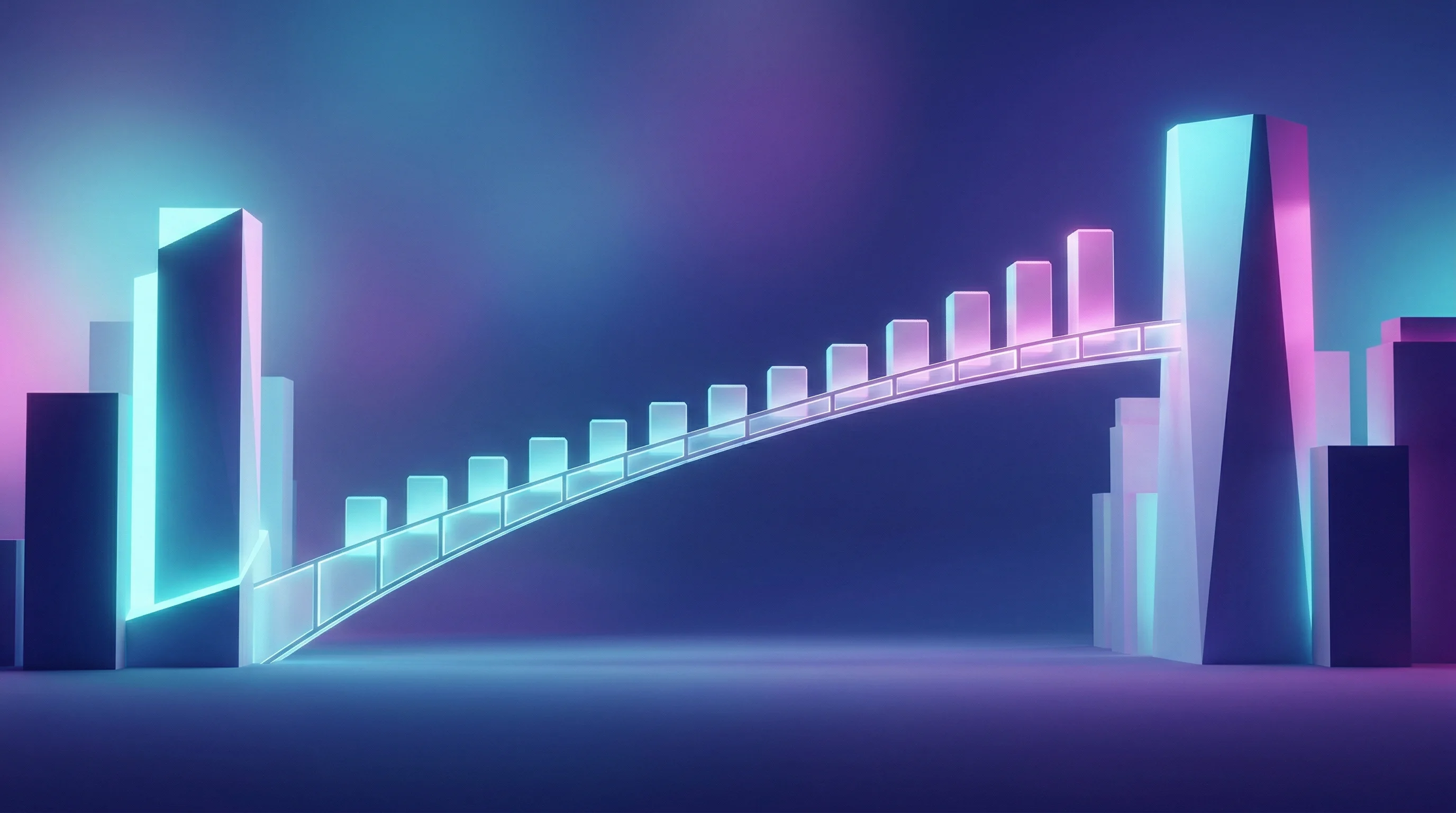 Digital illustration for article section "What Comes Next" in "Luminai Lands $38M Series B as Cleveland Clinic Deploys AI Platform" - A minimalist and clean conceptual image representing corporate expansion and team growth across two ...