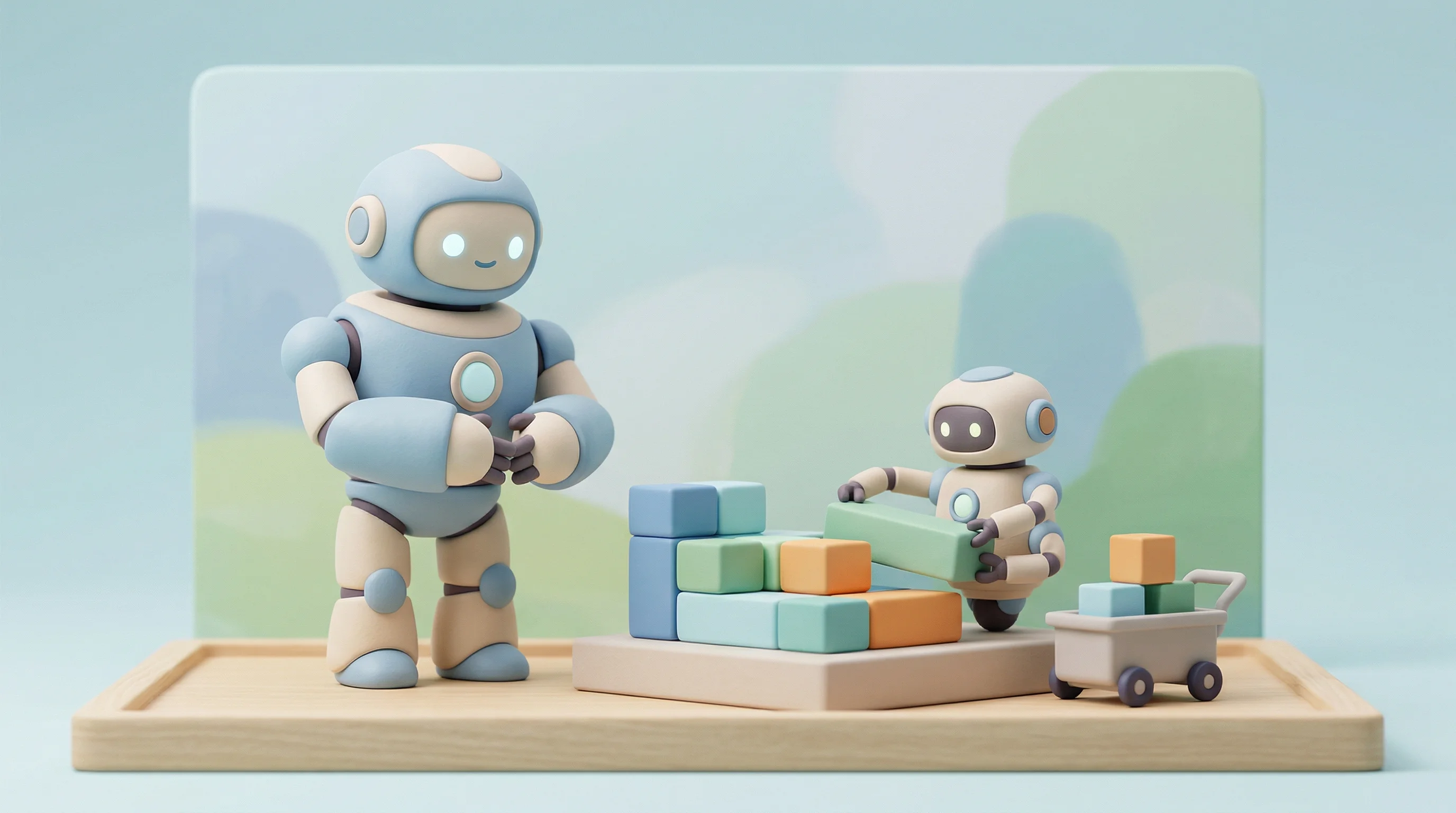 Digital illustration for article section "What the Product Actually Does" in "Trent AI Secures $13M to Guard the Multi-Agent AI Frontier" - A conceptual 3D miniature scene representing AI security monitoring, featuring a stylized, vigilant ...