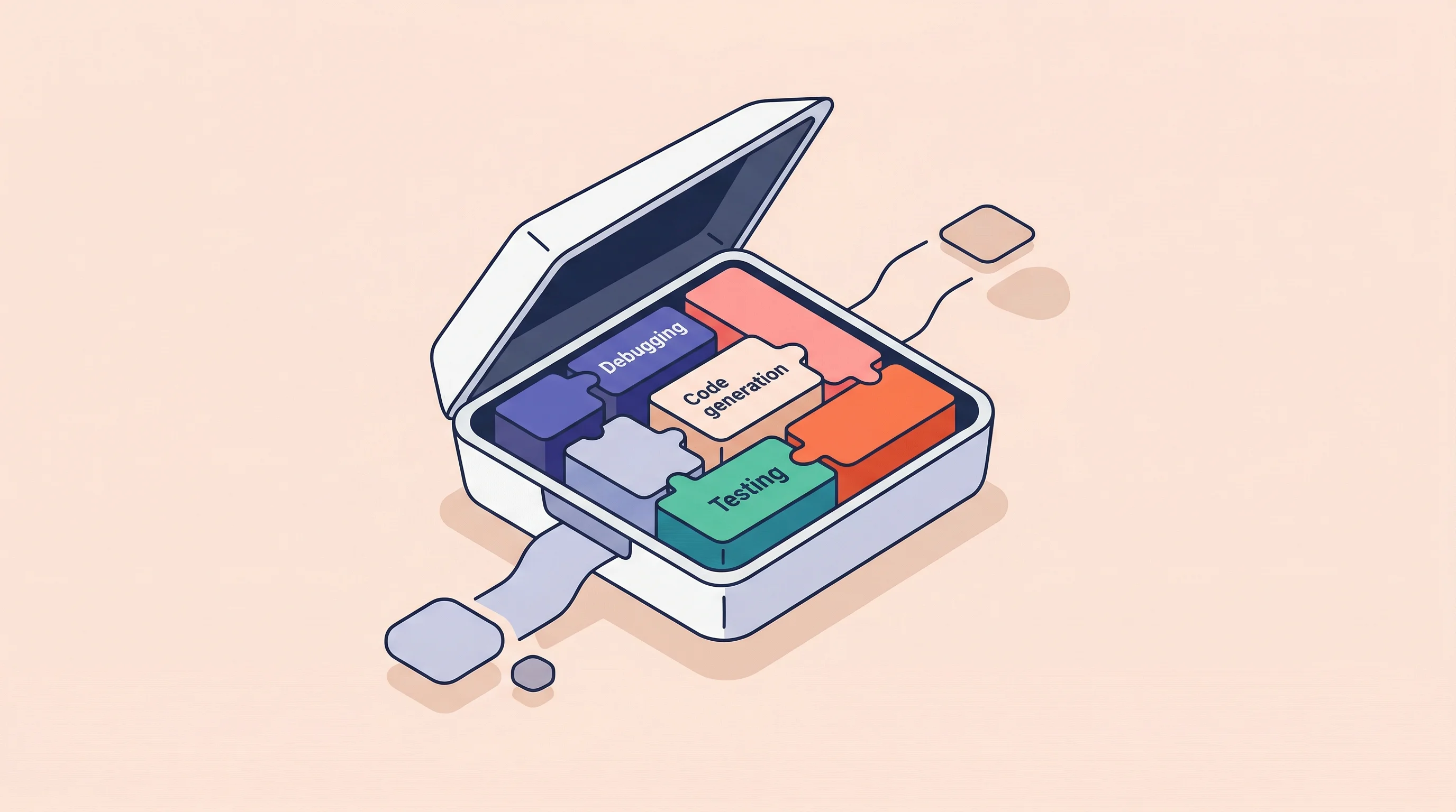 Digital illustration for article section "What's Under the Hood" in "Potpie Raises $2.2M to Build Context Layer for AI Coding Agents" - A minimalist, conceptual illustration showing the "under the hood" mechanics of a modern software pl...