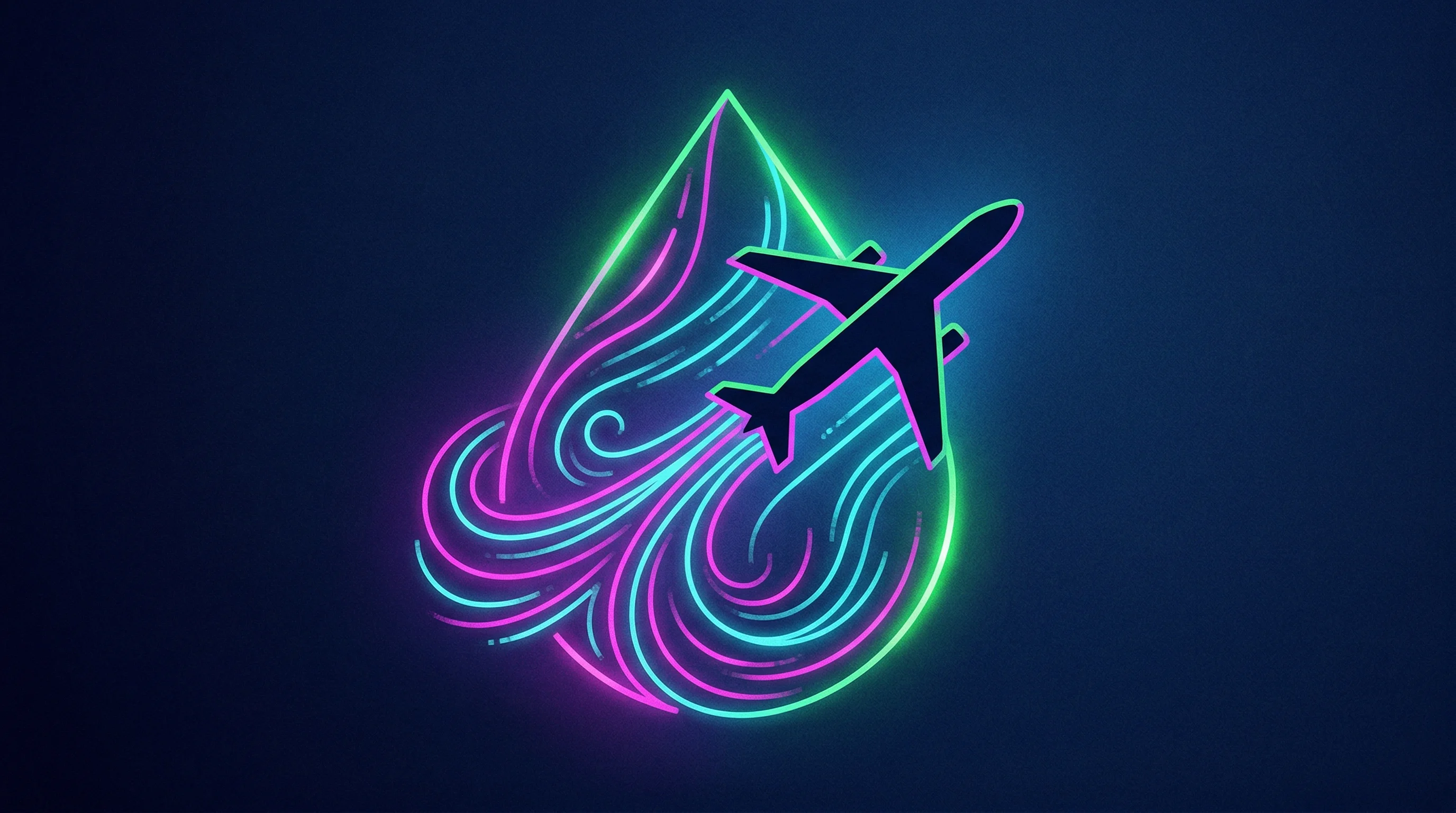 Digital illustration for article section "Regulatory Winds (and Headwinds)" in "ECOIL Raises $2.5M Series A to Scale Cooking Oil-to-Biofuel Model" - A sleek, minimalist airplane silhouette ascending upward through abstract, flowing wind currents tha...