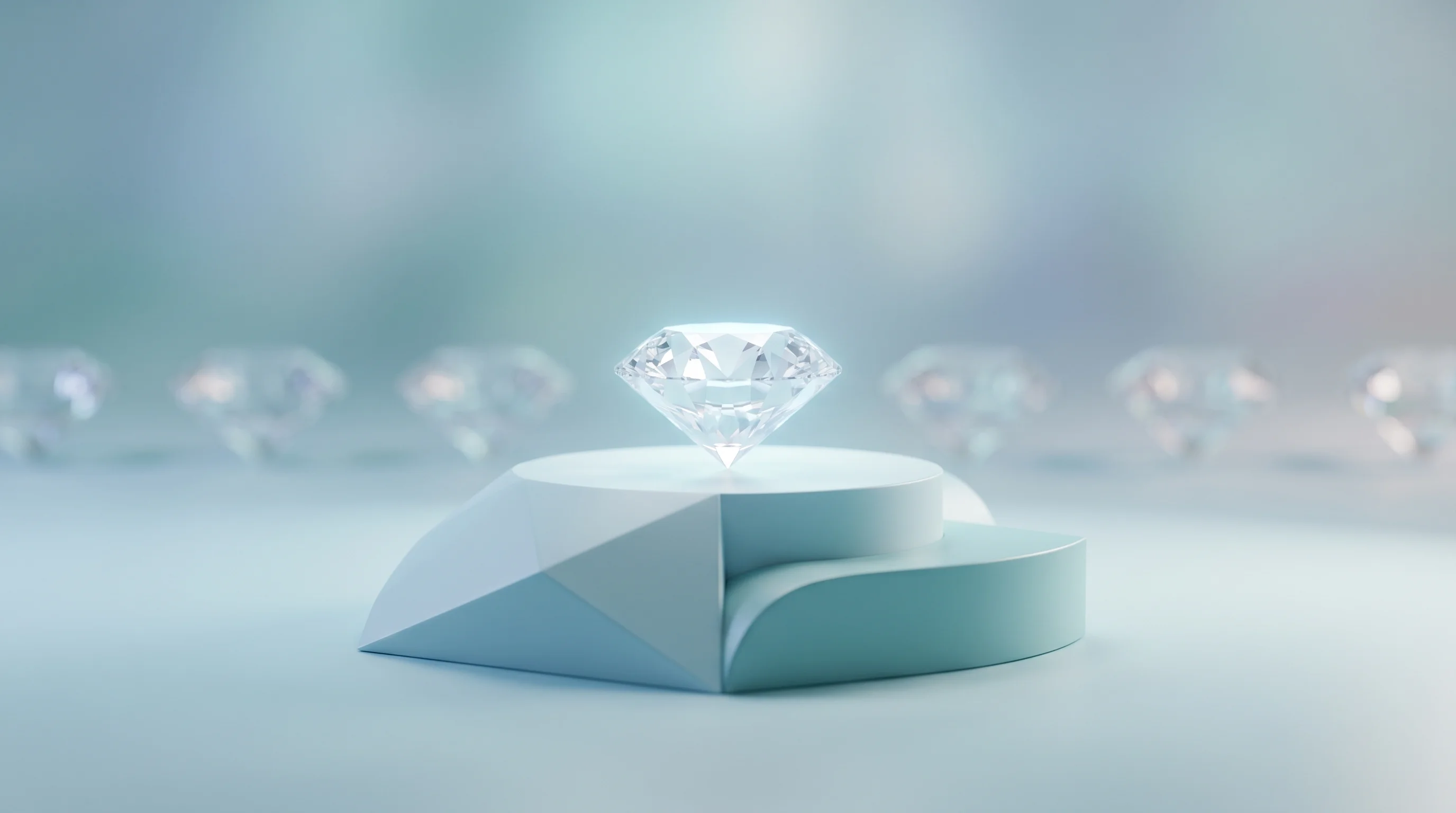Digital illustration for article section "What Comes Next" in "Deteqt Raises $5M for Diamond-on-Chip Quantum Sensors" - A pristine, perfectly faceted diamond chip serves as the central focal point, resting elegantly on a...