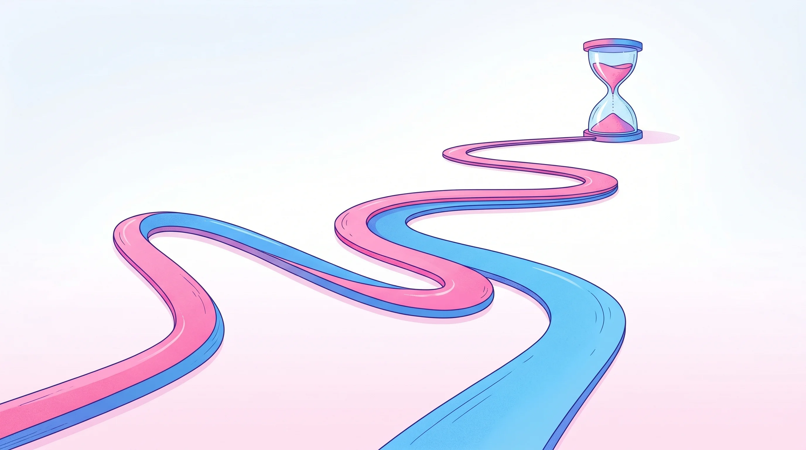Digital illustration for article section "The Long Road to Clinical Utility" in "Wavelet Medical Raises $7M Seed for AI-Powered Fetal Brain Monitoring" - A conceptual, minimal illustration depicting the long road to clinical utility, featuring a single, ...