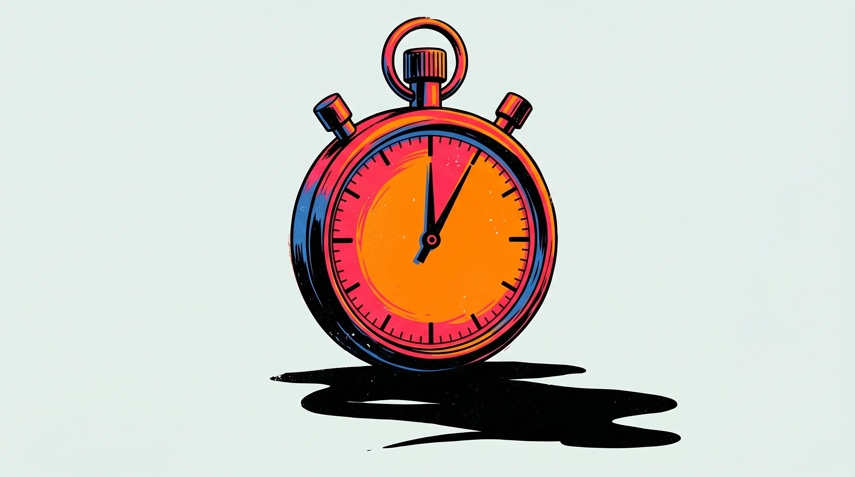Digital illustration for article section "The Market Artemis Is Entering" in "Artemis Raises $70M Series A for AI-Native Cybersecurity Platform" - A conceptual, minimalist illustration of a single oversized stopwatch with its hands frozen at the o...