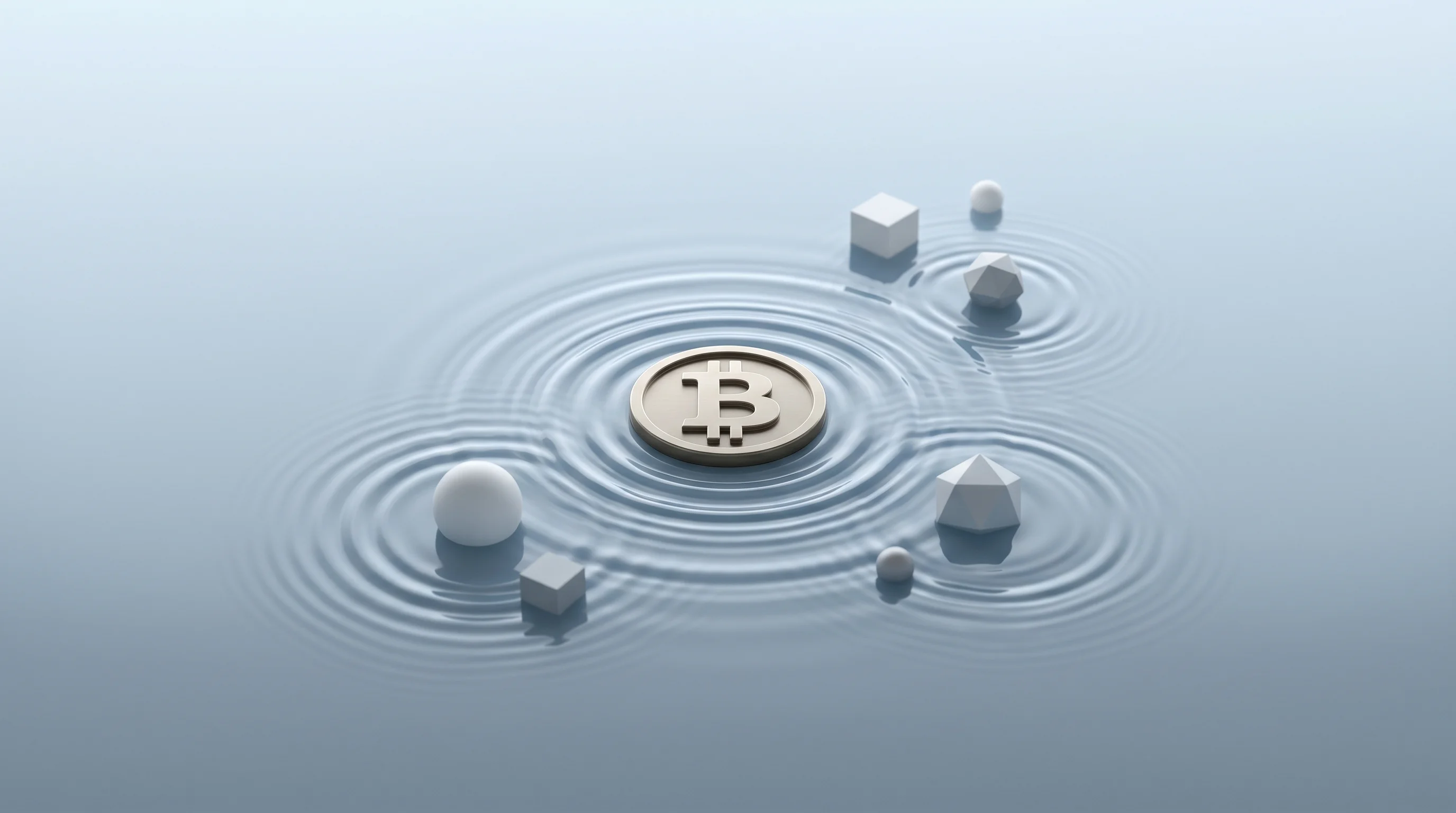 Digital illustration for article section "Crowded Waters" in "Votre Raises $3.75M from a16z CSX for On-Chain Bitcoin Lending" - A conceptual, minimalist representation of "crowded waters" in the Bitcoin lending market, featuring...