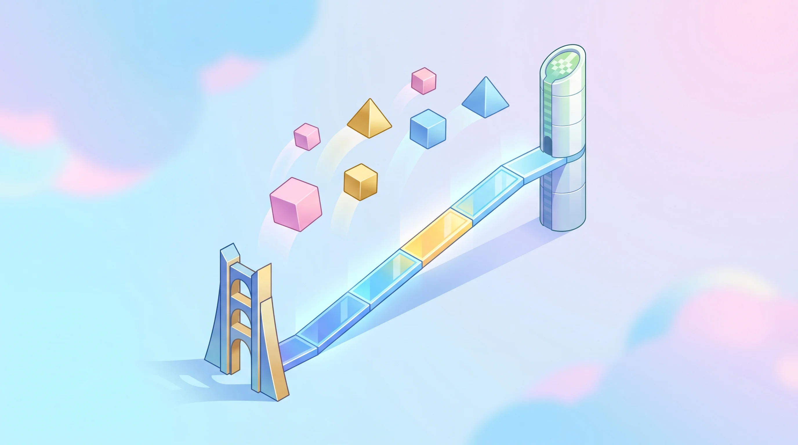 Digital illustration for article section "What Comes Next" in "Solidroad Raises $25M Series A for AI-Powered Customer Support QA" - A minimalist, conceptual isometric scene representing future growth and global expansion, featuring ...