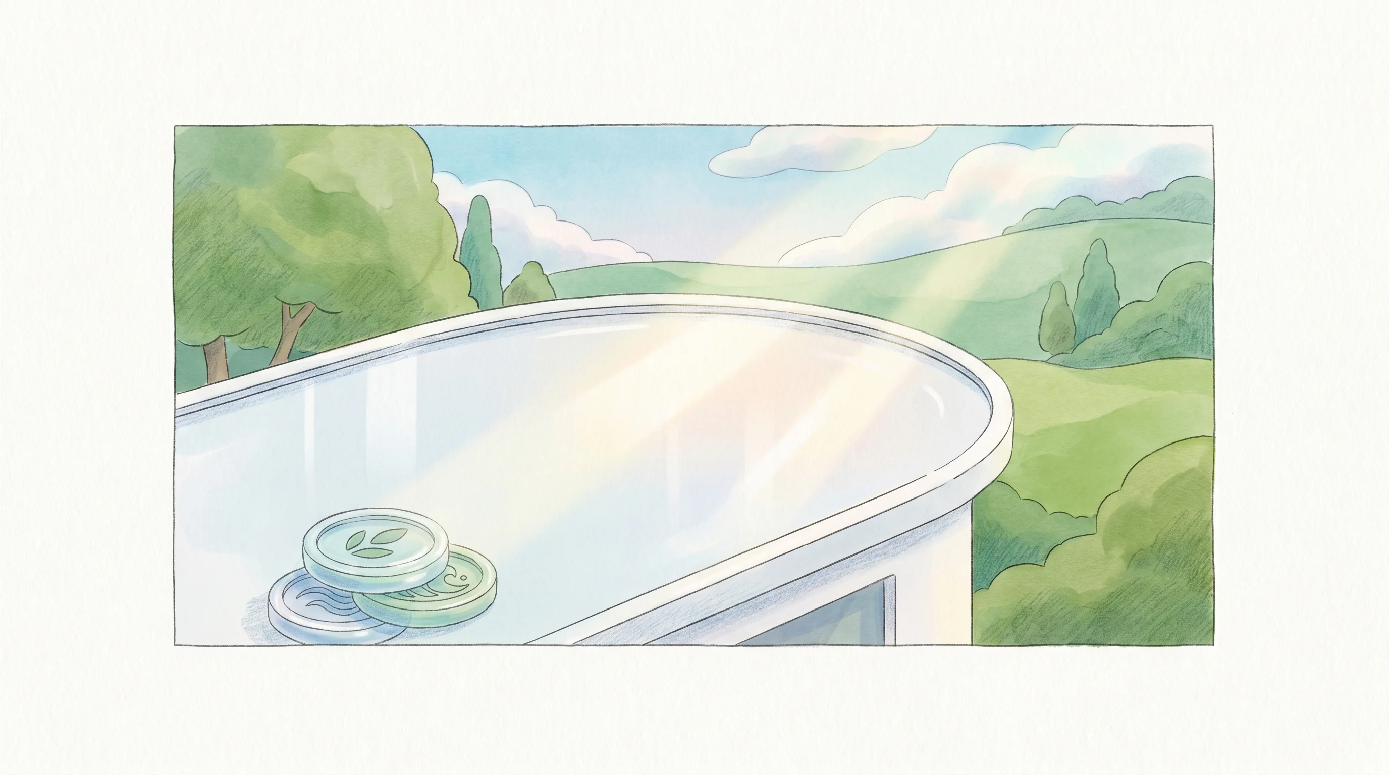 Digital illustration for article section "Content Section 2" in "NanoTech Materials Raises $29.4M Series A for Heat Control Technology" - A pristine, modern architectural roof surface featuring a smooth, bright acrylic coating that softly...