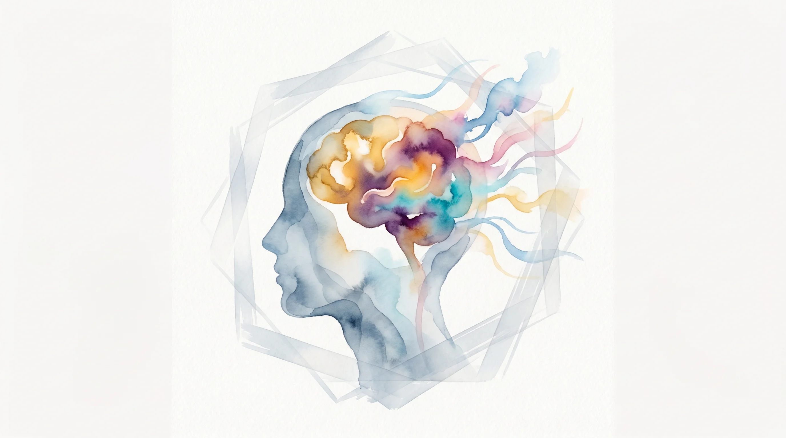 Digital illustration for article section "Your Brain, Encrypted (Hopefully)" in "Sabi's Thought-Controlled Beanie Lets You Type With Your Mind" - A minimalist and conceptual visualization of a mind's privacy, featuring a soft, abstract silhouette...