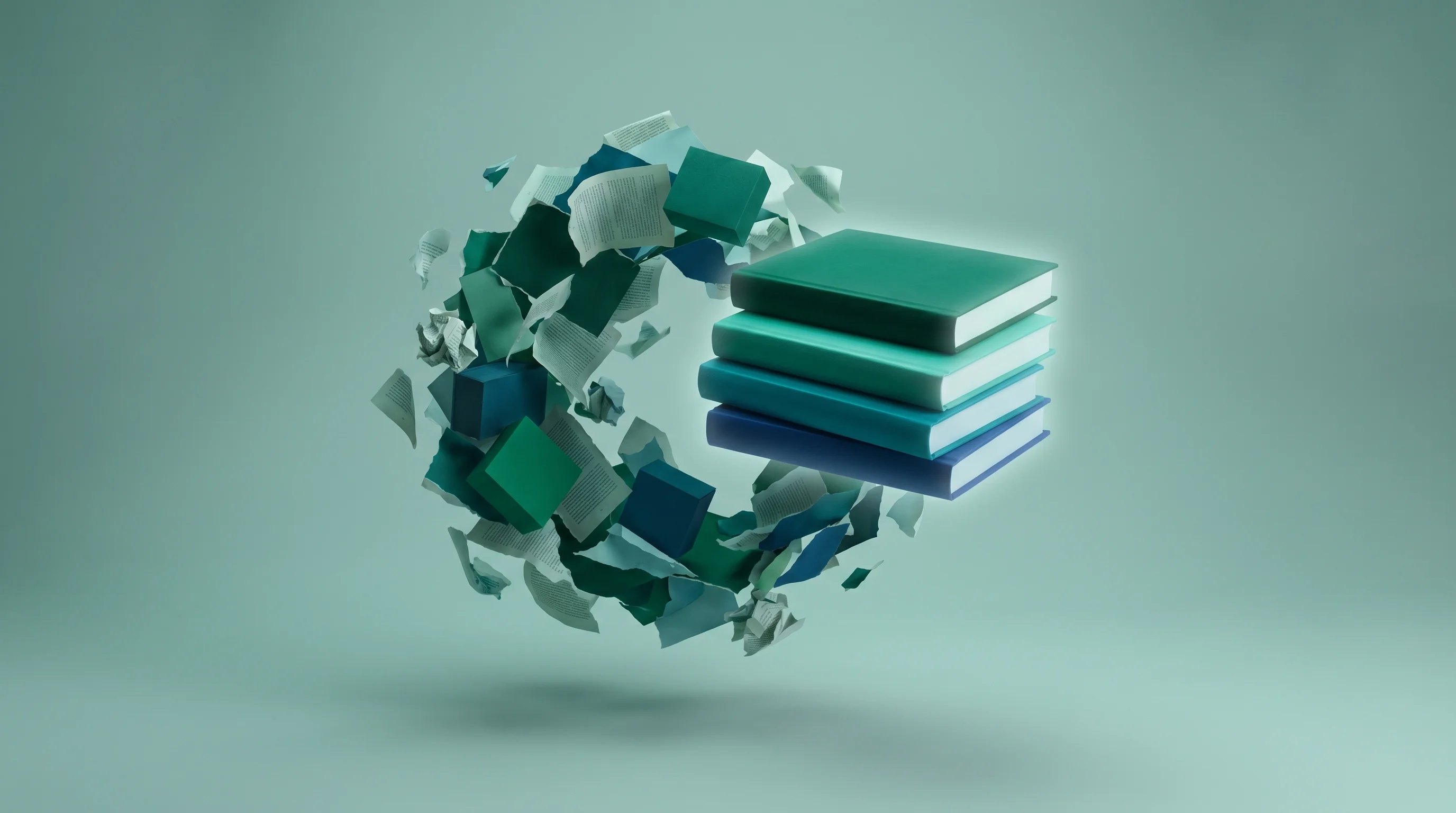 Digital illustration for article section "Chapters, Not Chaos" in "YC's Stage Puts Humans Back in Control of AI-Driven Code Review" - A conceptual, surrealist composition representing the transformation of chaos into structured chapte...