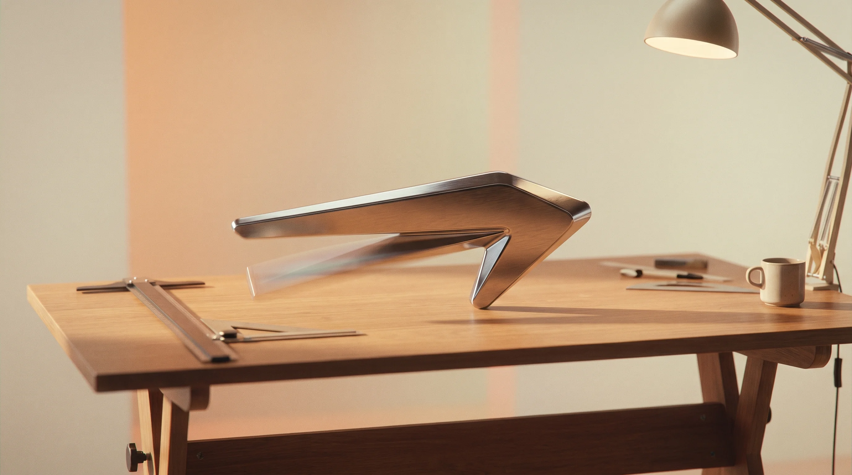Digital illustration for article section "Adoption at Warp Speed" in "AI Agents Close the Loop Between Simulation and Real Hardware" - A conceptual and minimalist editorial image representing the rapid, warp-speed adoption of AI in pro...