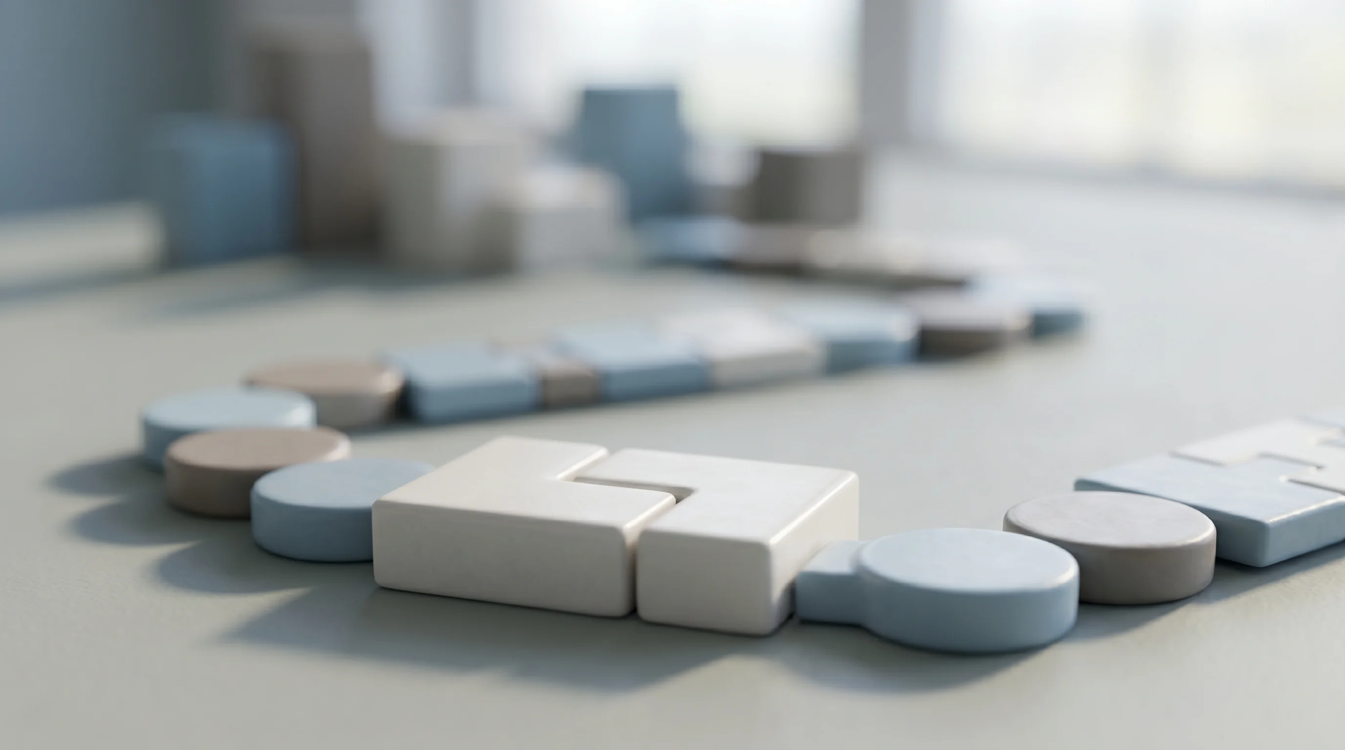 Digital illustration for article section "What Comes Next" in "Zenskar Raises $15M Series A for AI-Native Order-to-Cash Platform" - A conceptual miniature macro photography shot representing a strategic business roadmap and future p...