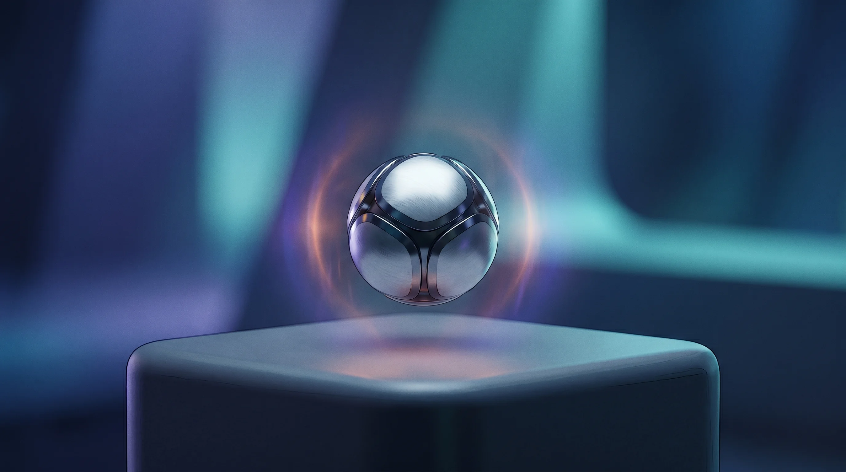Digital illustration for article section "The Magnet Gambit" in "Atomic Tessellator Raises $11.3M Seed for Materials Discovery Platform" - A clean, minimalist composition featuring a sleek, futuristic metallic magnet levitating gracefully ...