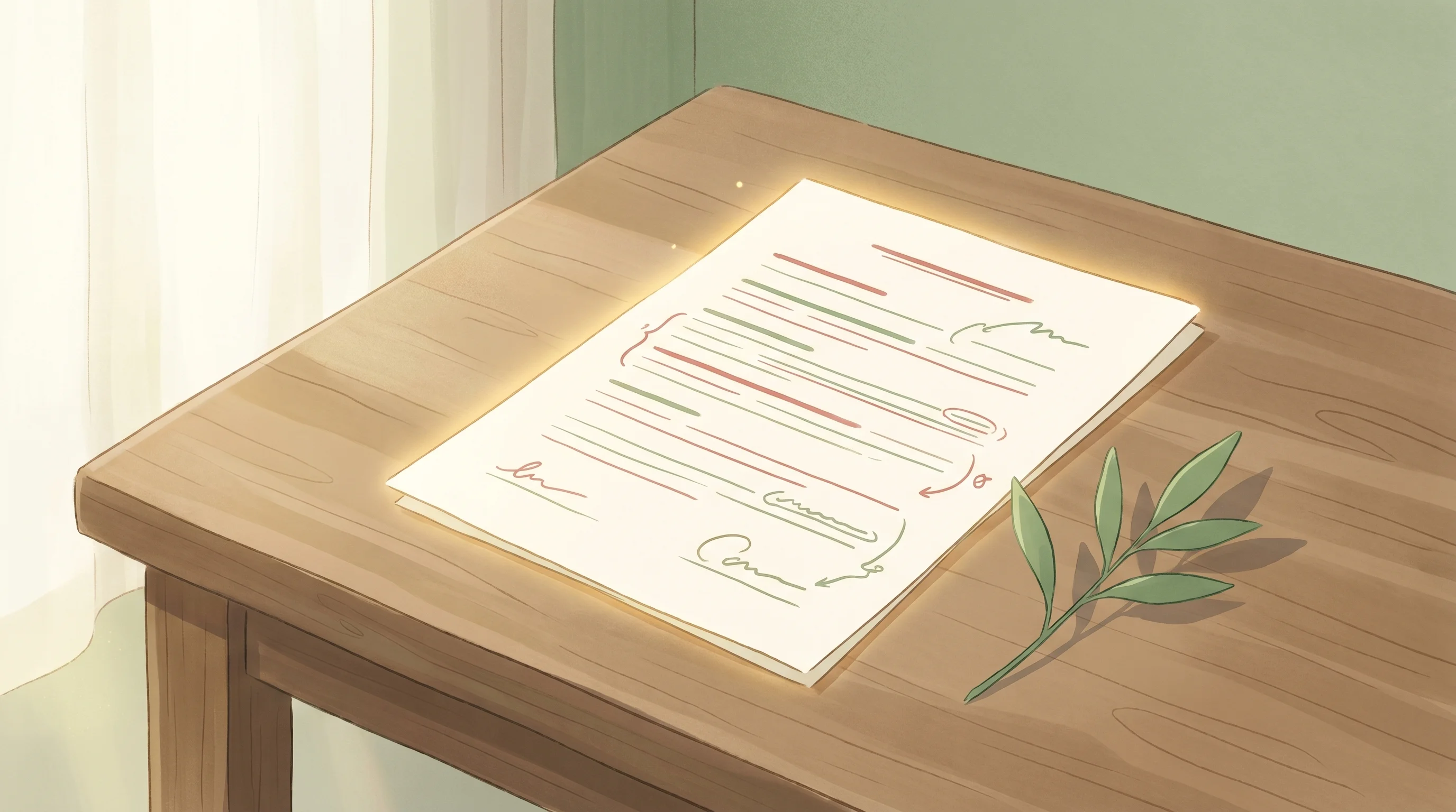 Digital illustration for article section "The AI Pivot Everyone's Making" in "Signit Secures $15M Series A for Arabic-First Contract Platform" - A serene, minimalist illustration of an elegant contract document resting gracefully on a clean, unc...