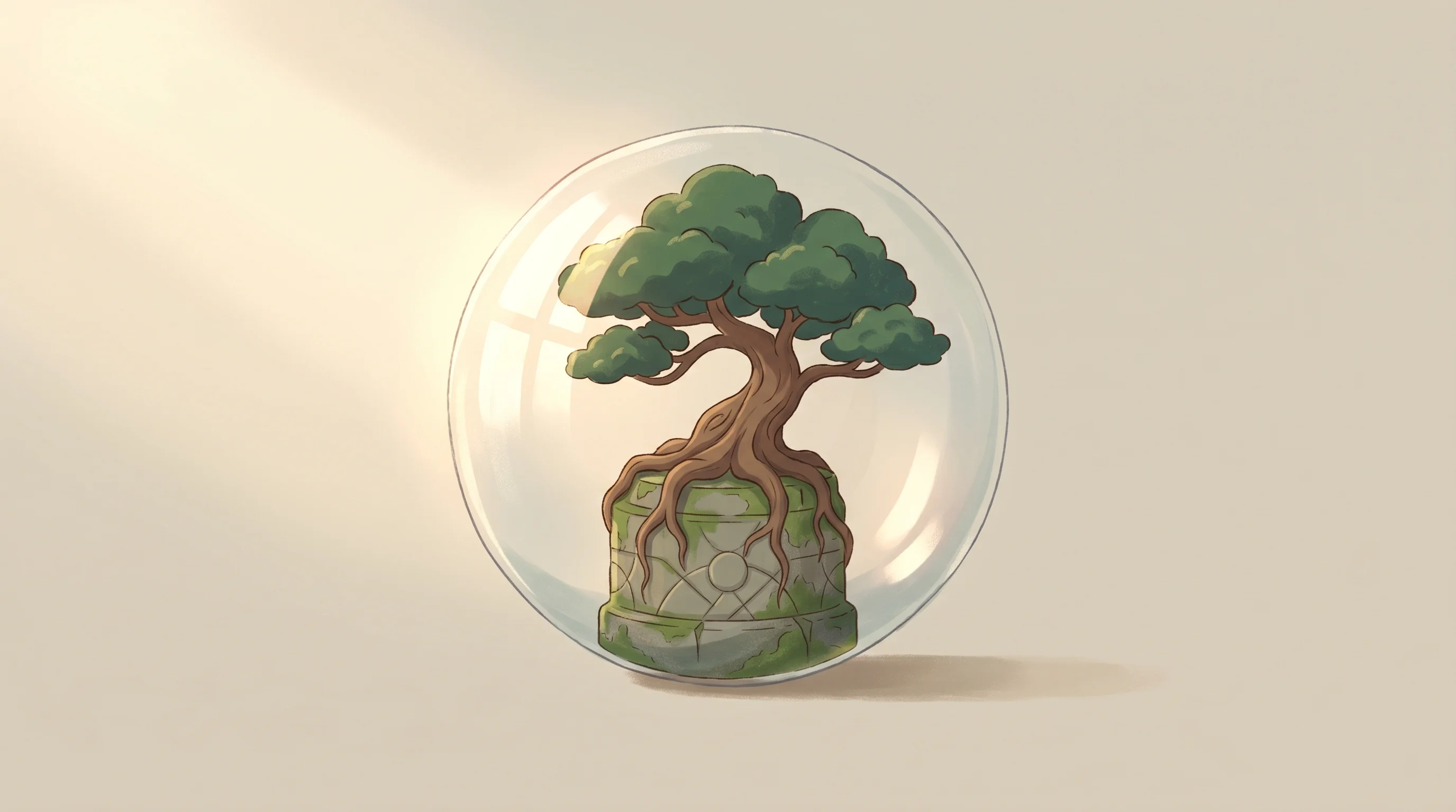 Digital illustration for article section "Localization as Strategy, or Trap" in "Signit Secures $15M Series A for Arabic-First Contract Platform" - A conceptual and minimalist illustration of a vibrant, meticulously shaped tree with deep, thick roo...