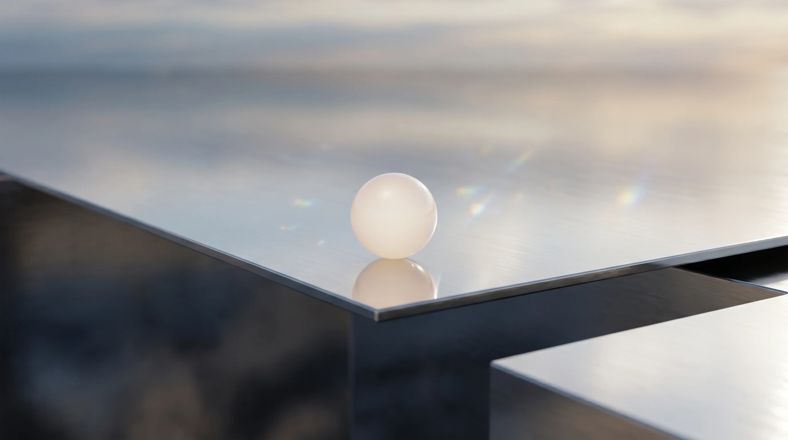 Digital illustration for article section "What Comes Next" in "NeoCognition Raises $40M Seed to Build Enterprise AI Agents That Learn" - A minimalist, conceptual composition featuring a single, perfectly smooth, glowing architectural sph...