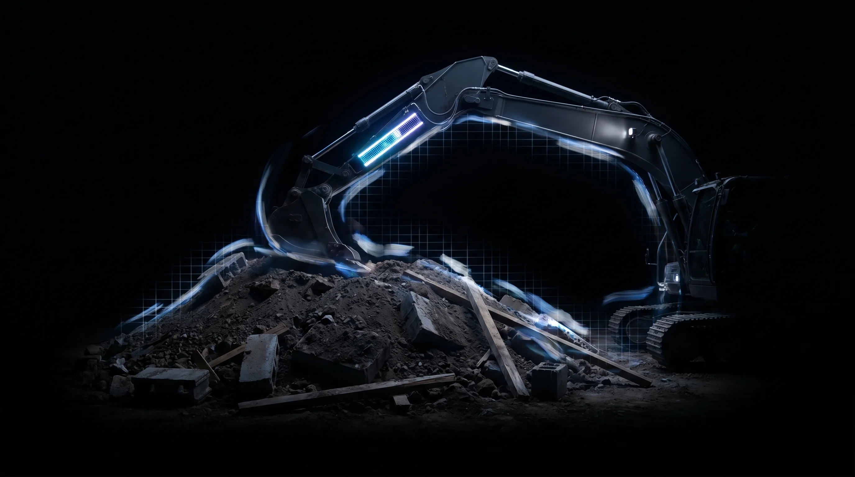 Digital illustration for article section "Not Lights-Out, Just Supervised" in "Crewline Raises $7.1M to Automate Construction Rollers" - A minimalist, conceptual visualization of supervised autonomy in construction, featuring a single, s...