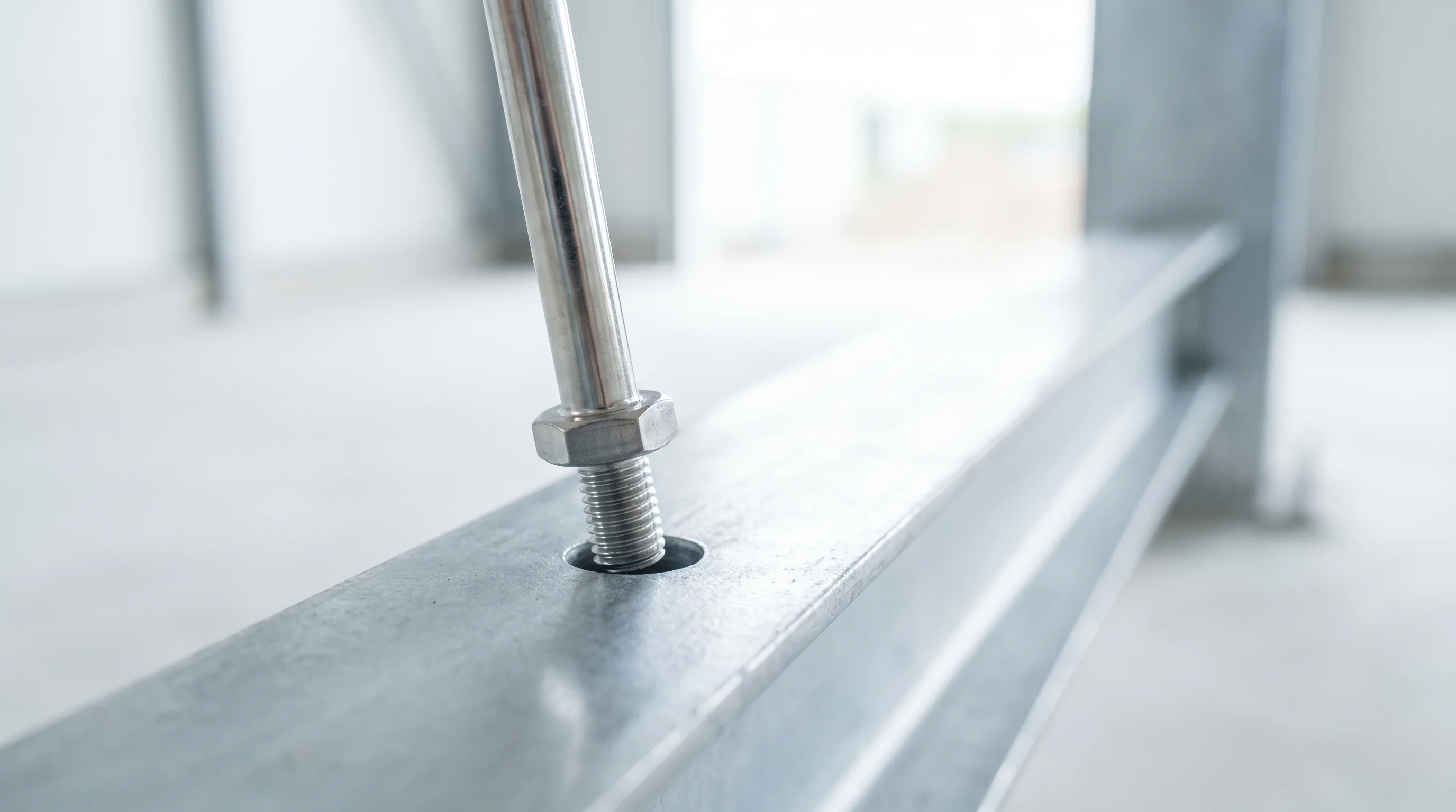 Digital illustration for article section "Threading a Very Particular Needle" in "Crewline Raises $7.1M to Automate Construction Rollers" - Generate a realistic image that visually represents the concept of threading a needle, but in the co...