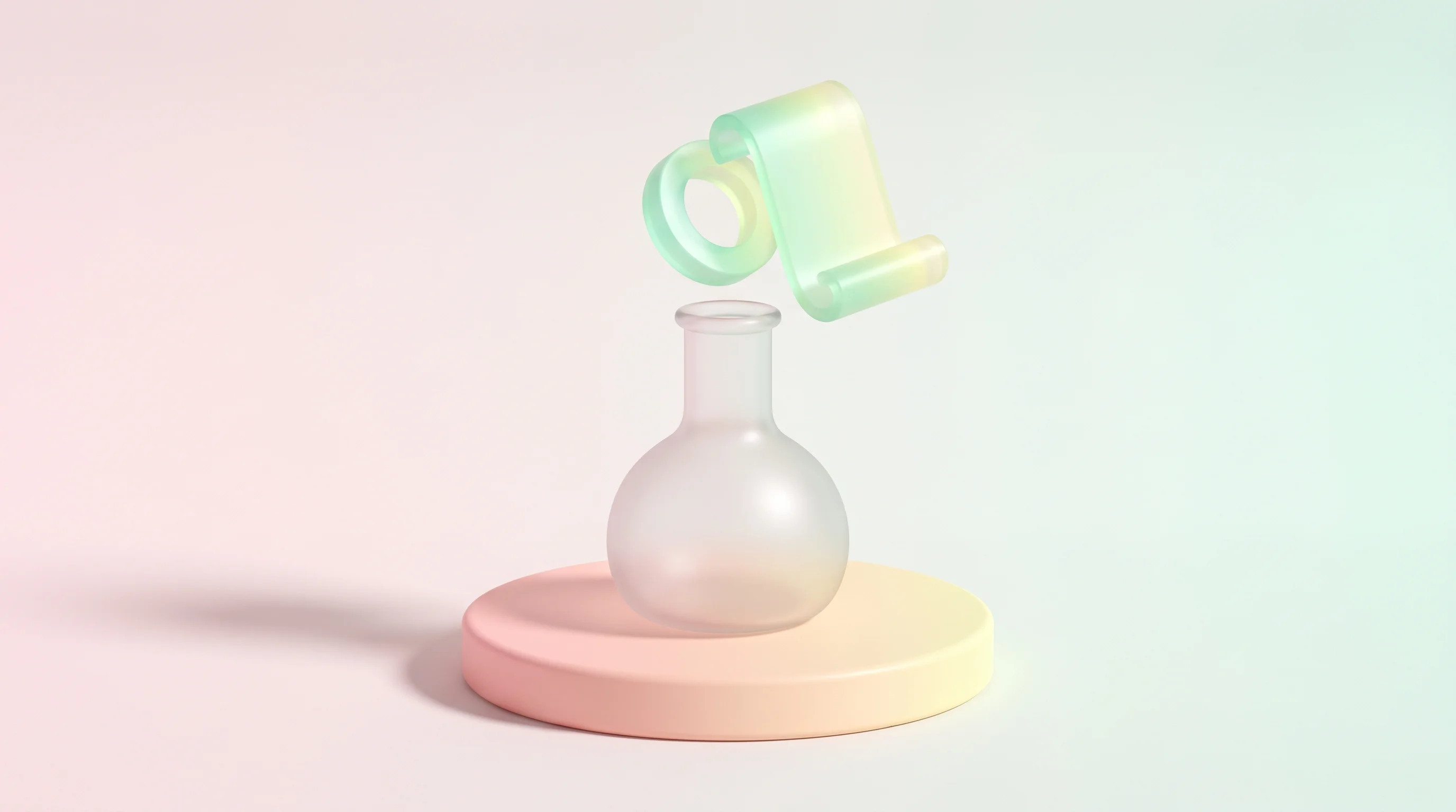 Digital illustration for article section "DeSci's Funding Laboratory" in "ResearchHub Launches Crypto Endowments for Continuous Science Funding" - A modern, minimalist 3D conceptual representation of a decentralized science funding laboratory feat...