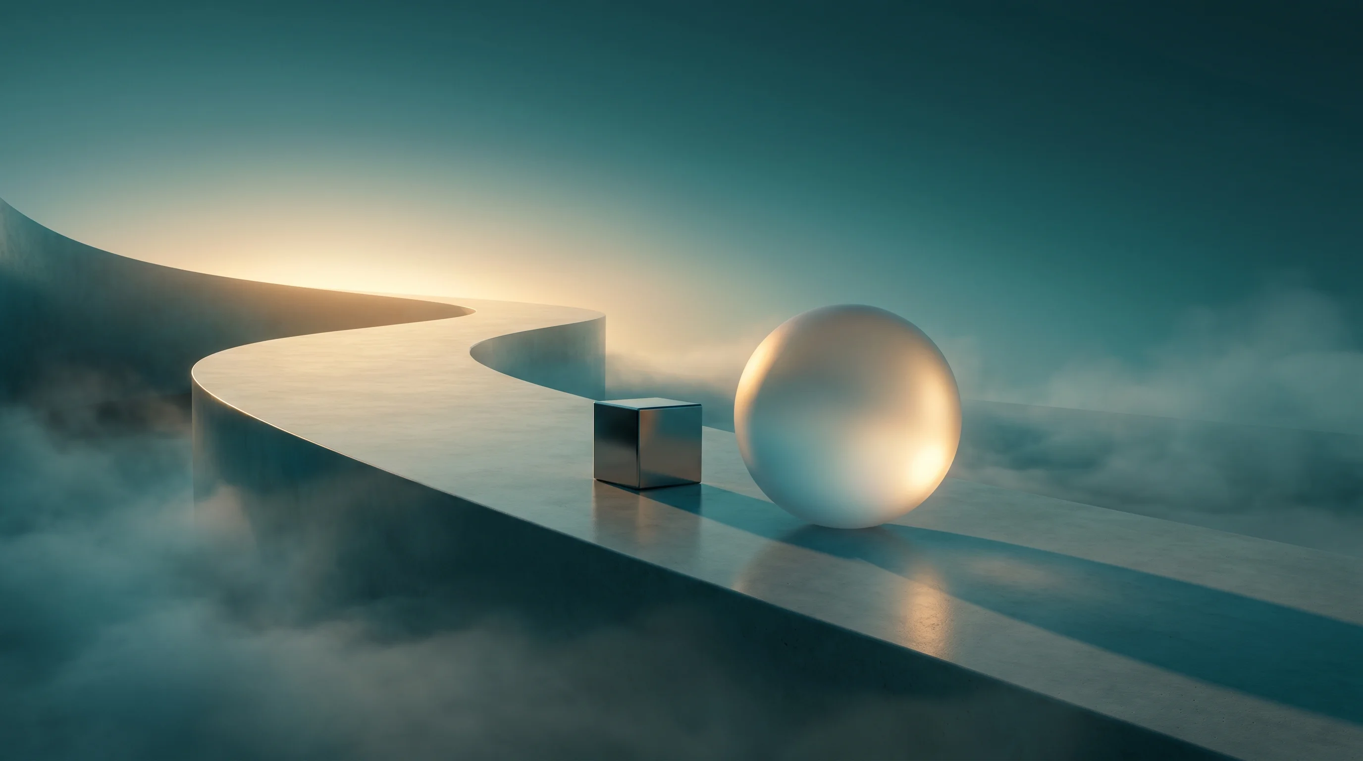 Digital illustration for article section "What Comes Next" in "The $21 Startup: How AI Tools Are Rewriting Entrepreneurship Economics" - A conceptual, minimalist architectural scene representing a clear forward trajectory into the future...