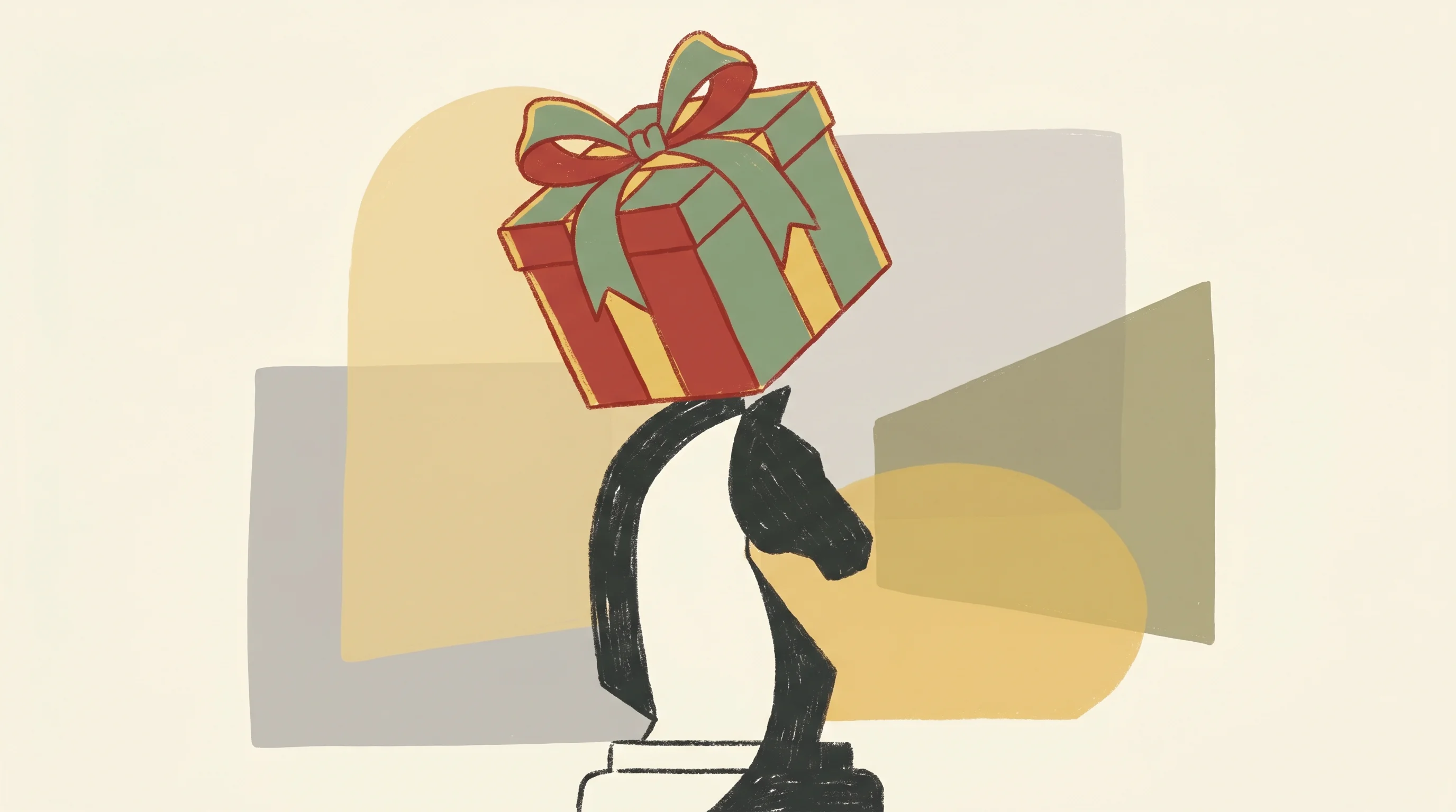 Digital illustration for article section "Content Section 4" in "How AI and Free Infrastructure Let Startups Launch for $21/Month" - A minimalist illustration depicting a beautifully wrapped gift box resting delicately atop an abstra...