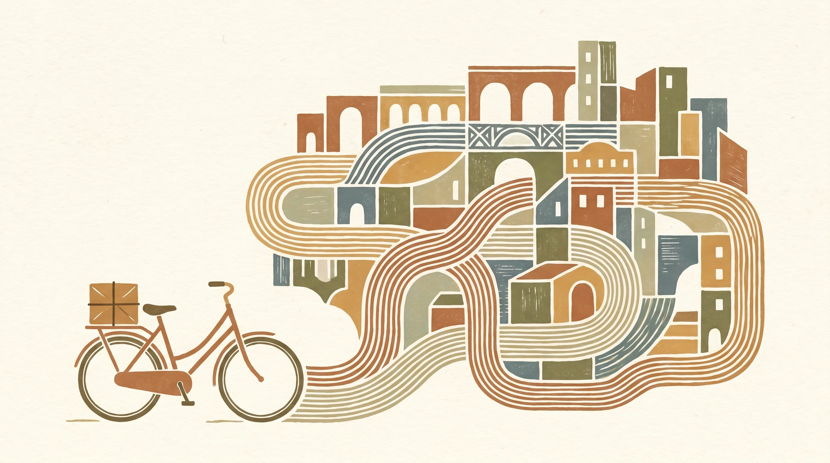 Digital illustration for article section "What Happens Next" in "19-Year-Old Thiel Fellow Raises $7.3M Seed for Nigerian Super App Swoop" - A minimalist, conceptual illustration representing last-mile food delivery logistics navigating thro...