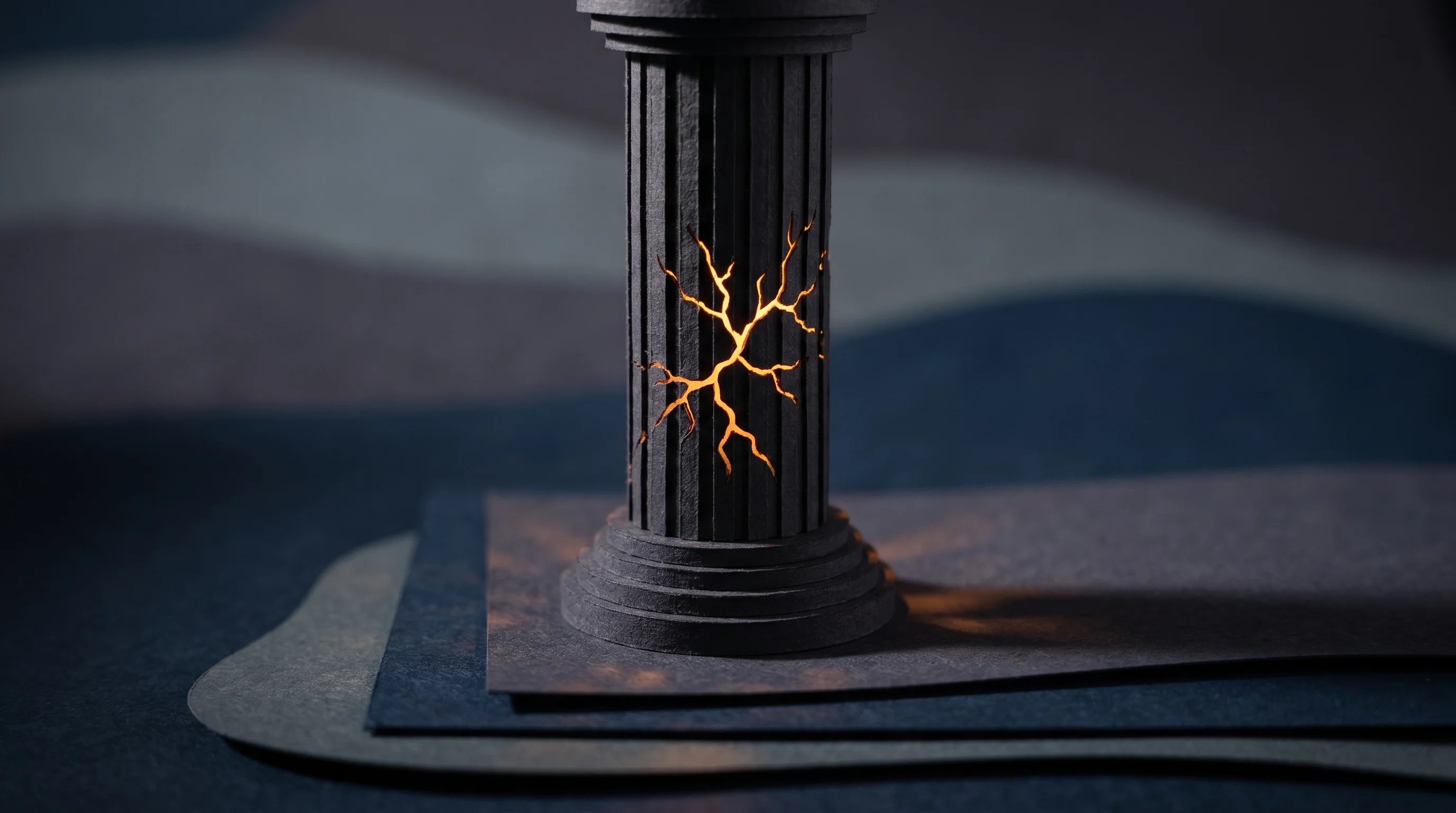 Digital illustration for article section "Betting on a Market That Doesn't Quite Exist Yet" in "WEFLO Raises $3.6M Series A for AI-Powered AAM Maintenance Tech" - A conceptual and minimal 3D papercraft diorama visualizing predictive maintenance, featuring a singl...