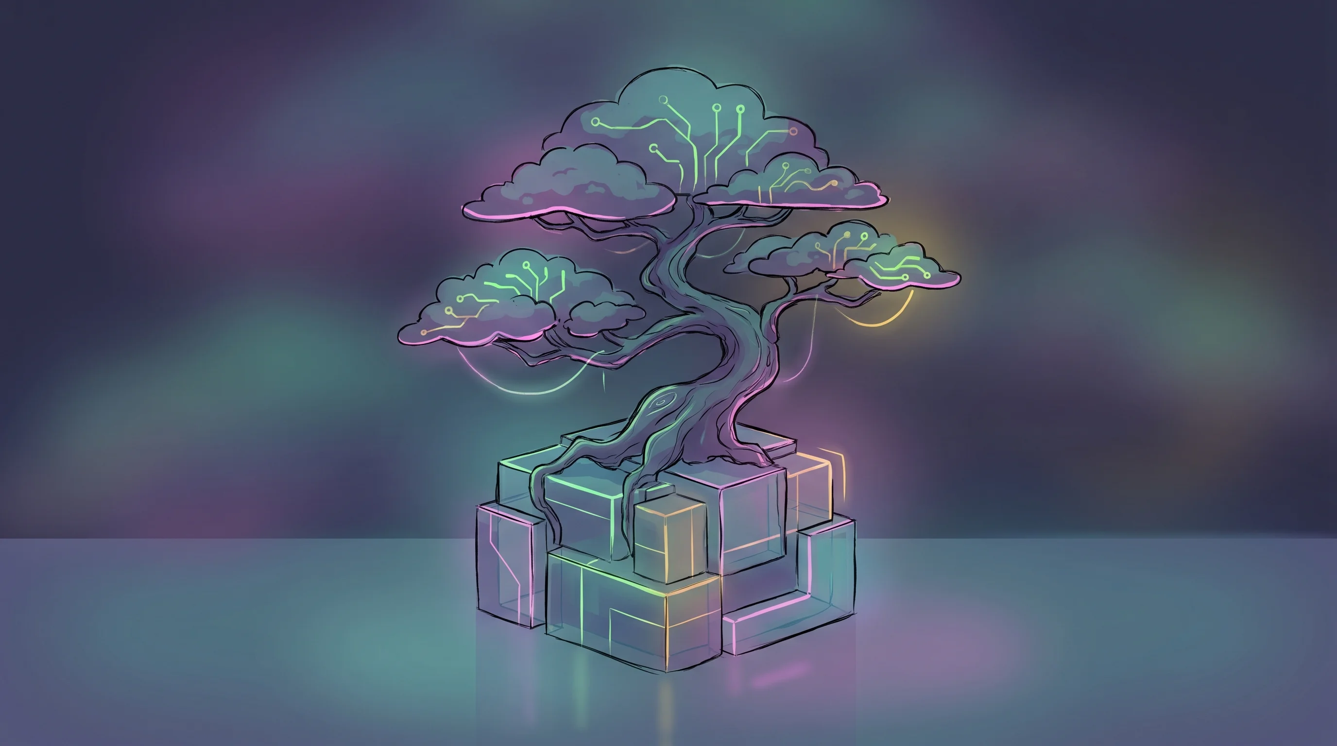 Digital illustration for article section "The Sustainability Pitch" in "Coupang Backs Inedit's $6.3M Series A for Creator Marketing Platform" - A minimalist and modern conceptual illustration representing a sustainable ecosystem and structured ...