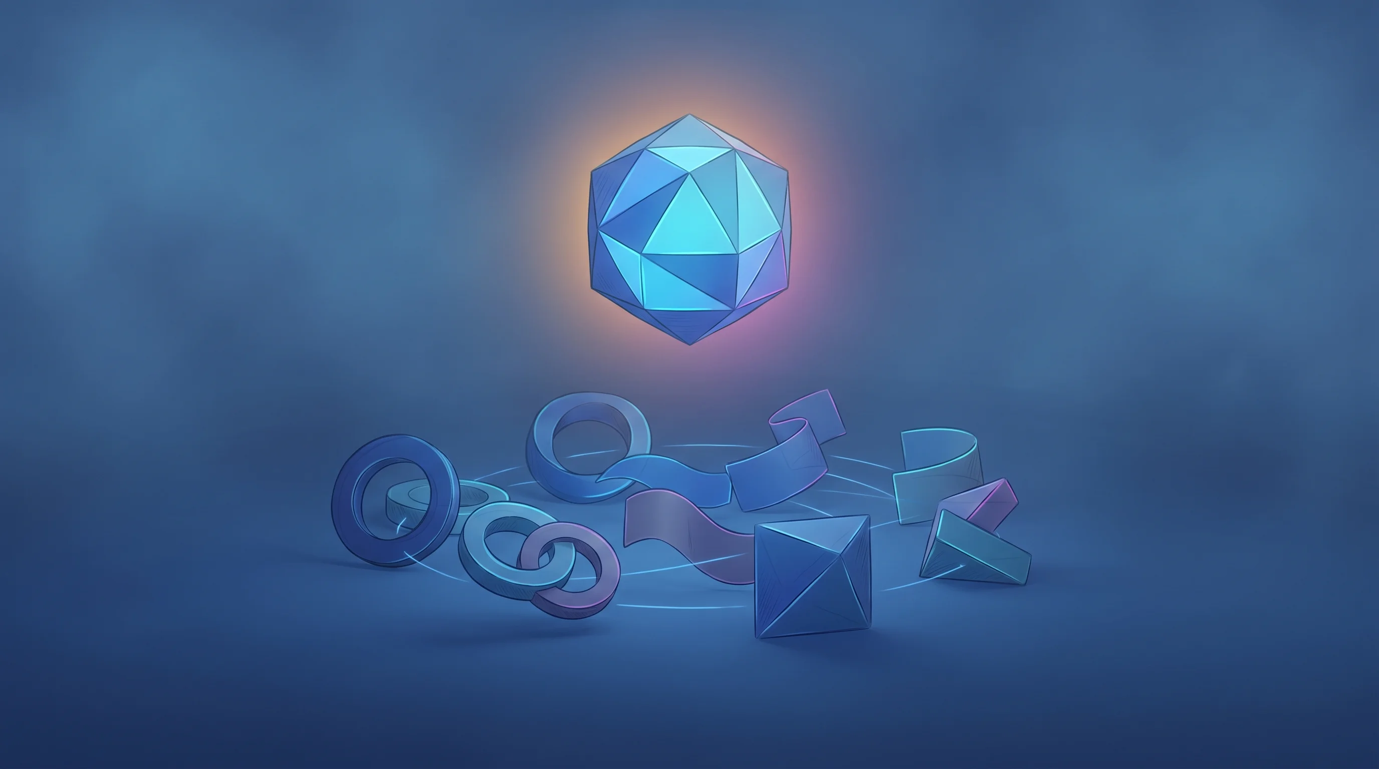 Digital illustration for article section "A Crowded Field" in "Noreja Raises €1.1M to Bring GenAI to Process Intelligence" - A clean, minimalist conceptual representation of a "crowded field" of process intelligence models, f...