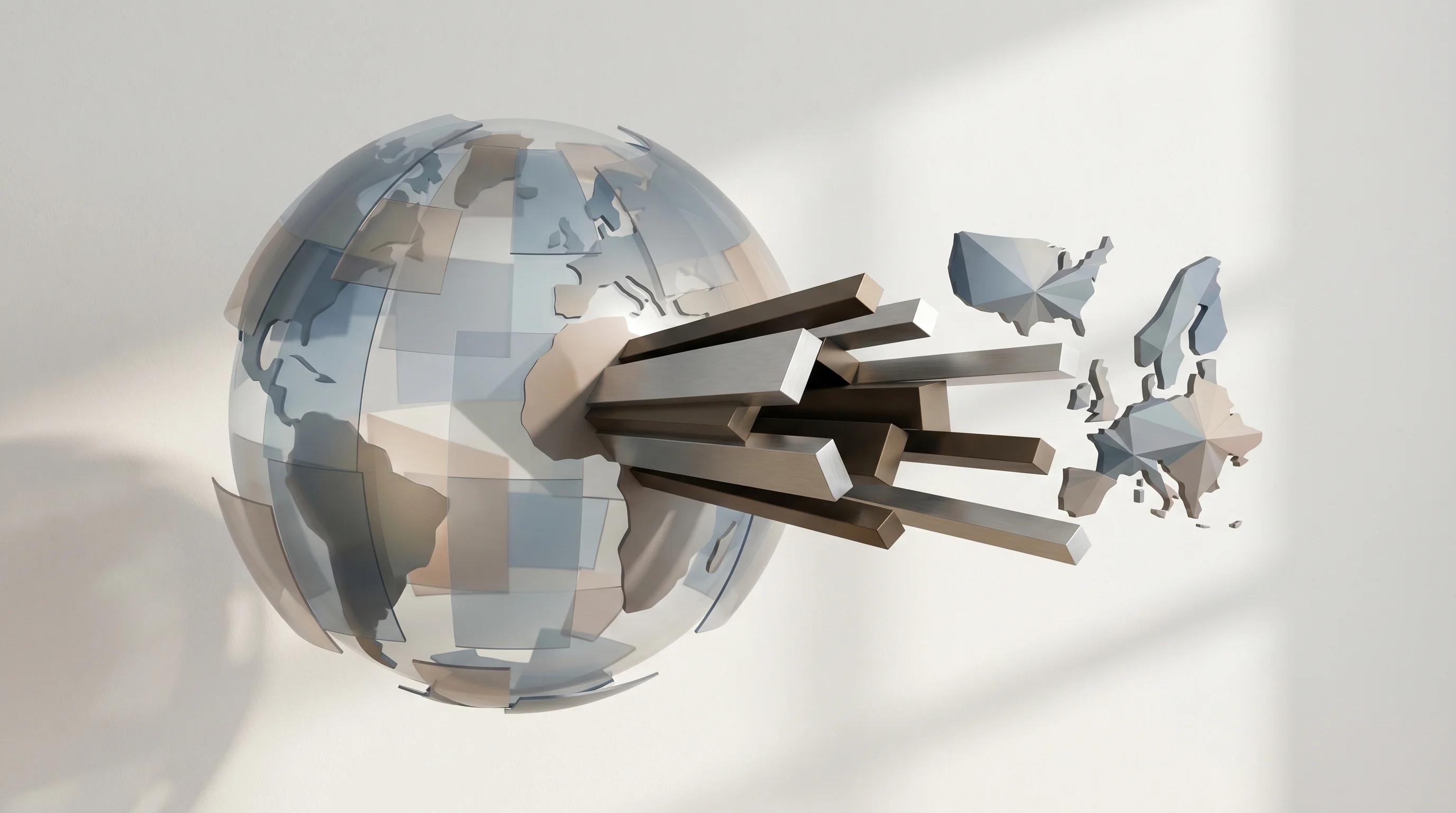 Digital illustration for article section "Content Section 4" in "Brazilian PAM Startup Segura Lands $25M to Challenge CyberArk" - A conceptual, minimalist visual representation of global market expansion, featuring a sleek, abstra...