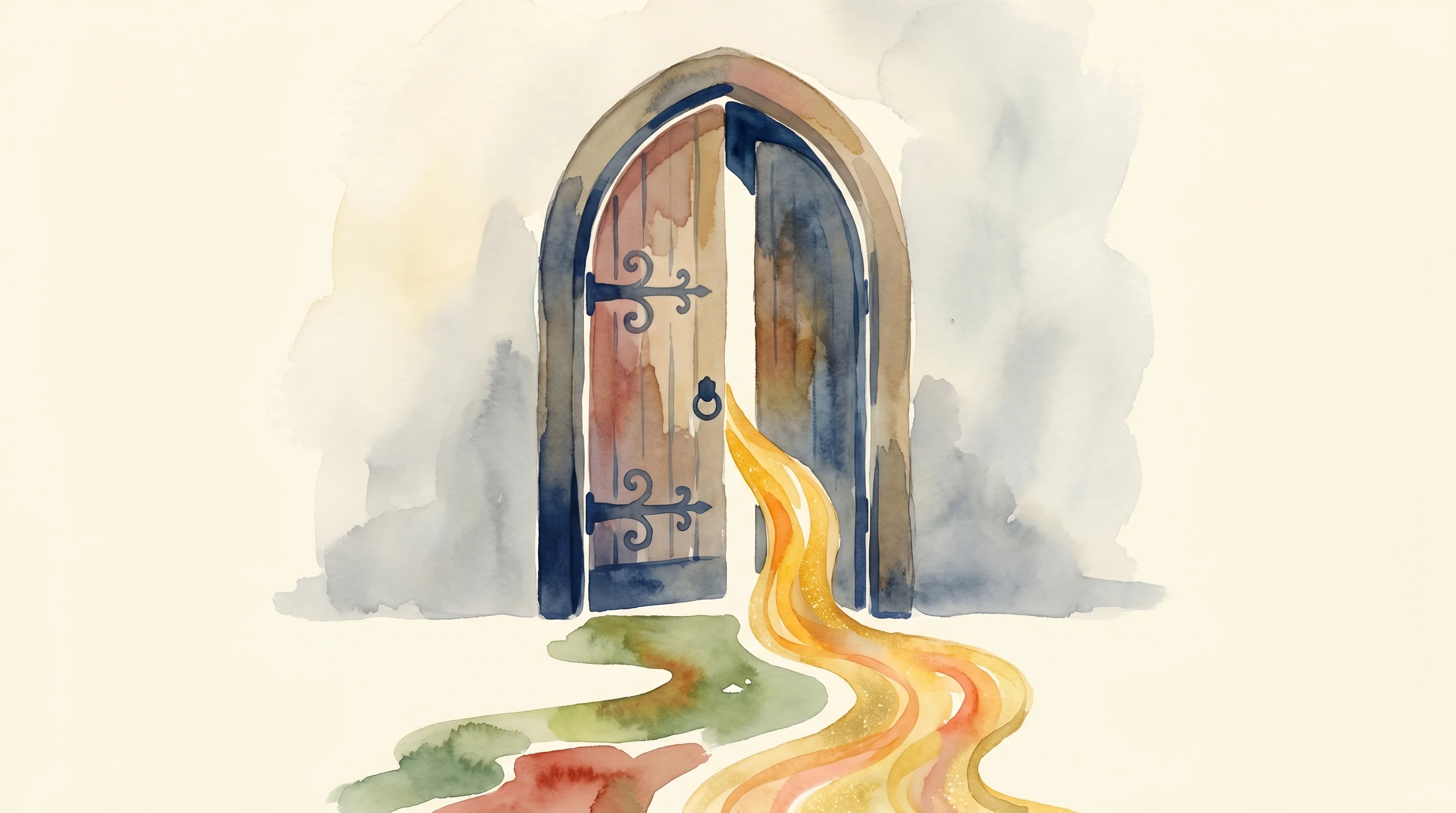 Digital illustration for article section "The Doors Crack Open" in "How Busha's $4.2M Seed Survived Nigeria's Crypto Ban to Win Licensing" - A conceptual and minimalist illustration of a heavy, traditional arched doorway standing slightly aj...