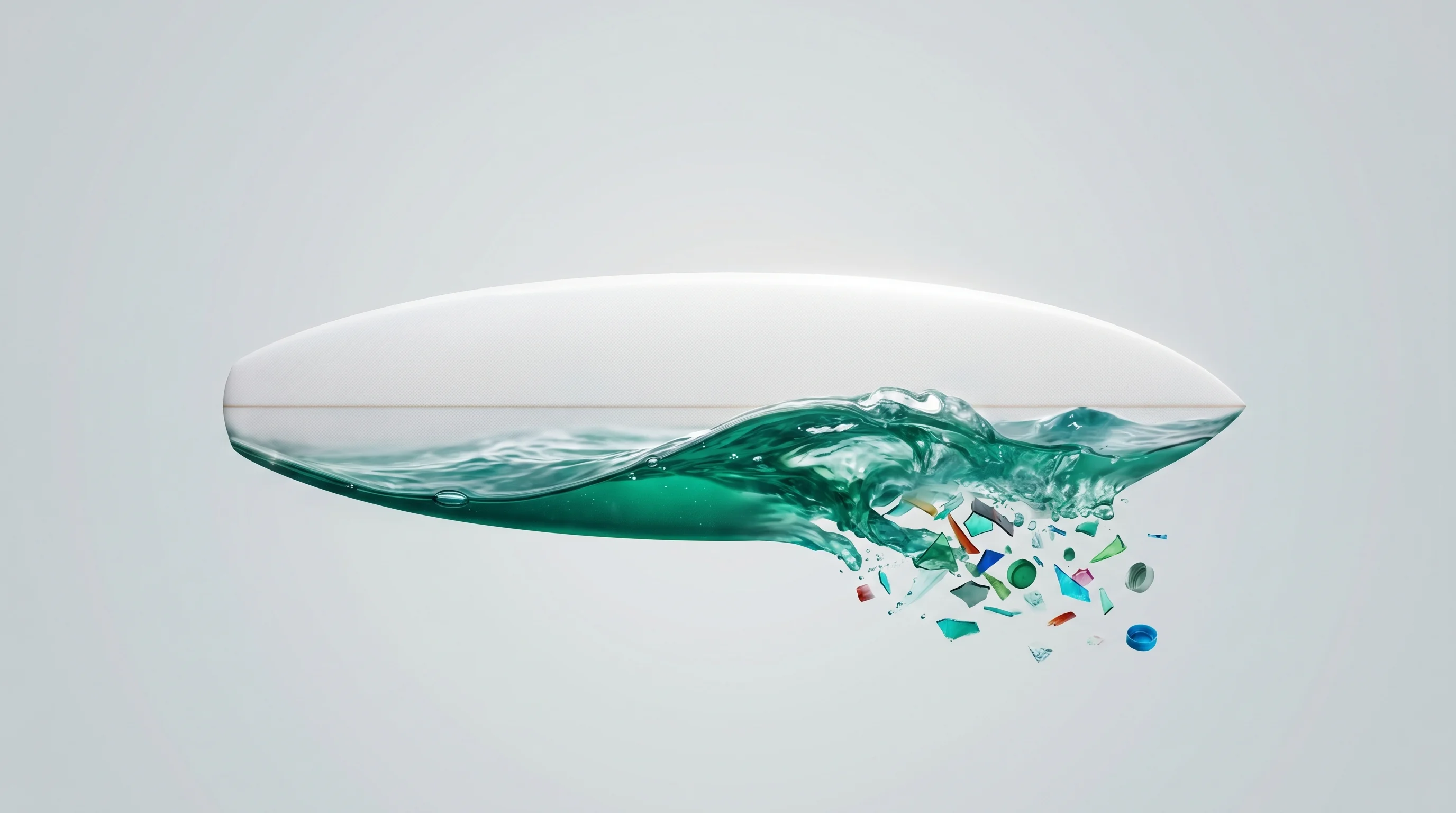 Digital illustration for article section "The Founders and the Funding Trail" in "Cruz Foam's $18M Series A Journey: From Shrimp Shells to Market" - A clean, minimalist conceptual artwork blending materials science with ocean conservation, featuring...