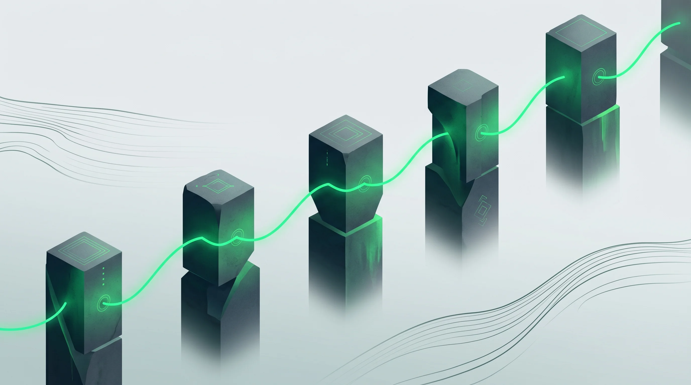 Digital illustration for article section "Infrastructure That Actually Prevents Waste" in "How Mendral Cut AI Costs 80% Using Claude Opus Architecture" - A minimalist and conceptual digital art illustration representing durable infrastructure and the pre...