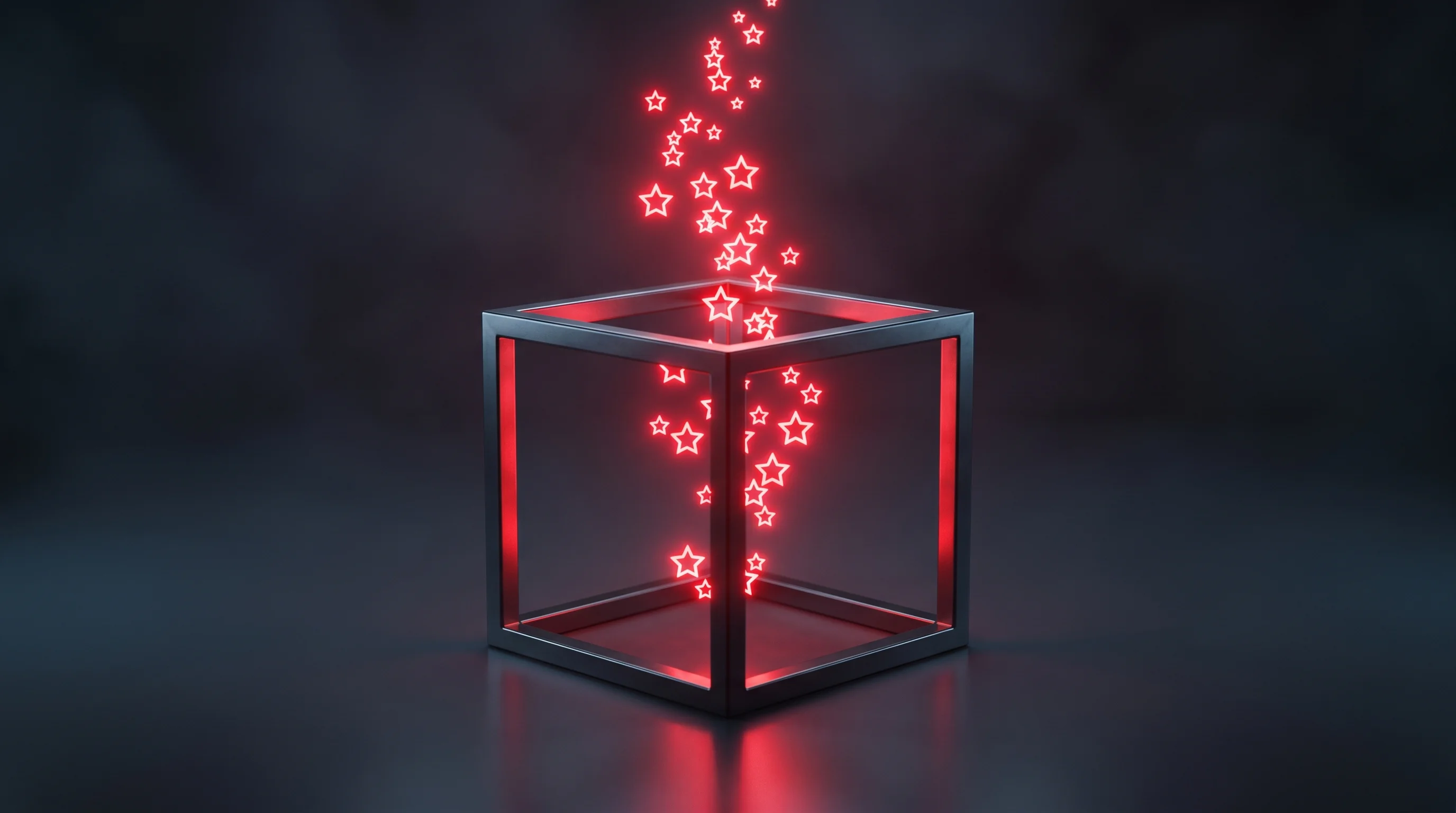 Digital illustration for article section "Open Source, With Enterprise Ambitions" in "Zed 1.0: Atom Founders' AI Code Editor Reaches Production Release" - A sleek, modern, open geometric cube resting on a smooth, dark surface, symbolizing an open-source r...