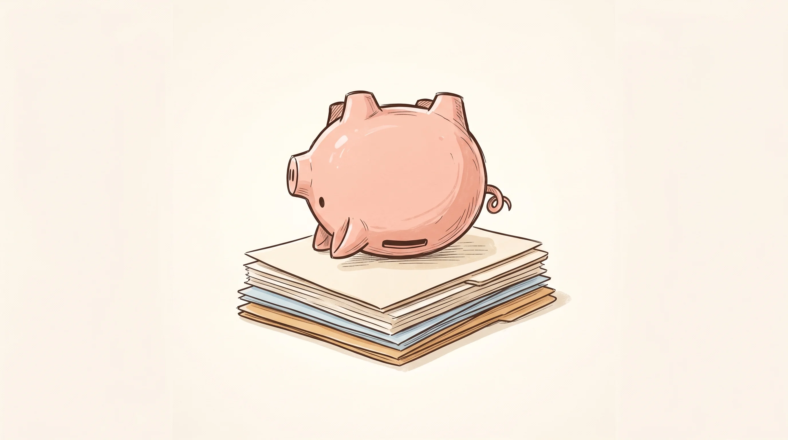 Digital illustration for article section "The Money Problem (Which Is to Say, There Isn't Any)" in "Divine Launches: Dorsey-Backed Vine Revival Goes Public With 500K Videos" - A conceptual, minimalist illustration of an upside-down piggy bank with no coins falling out, restin...