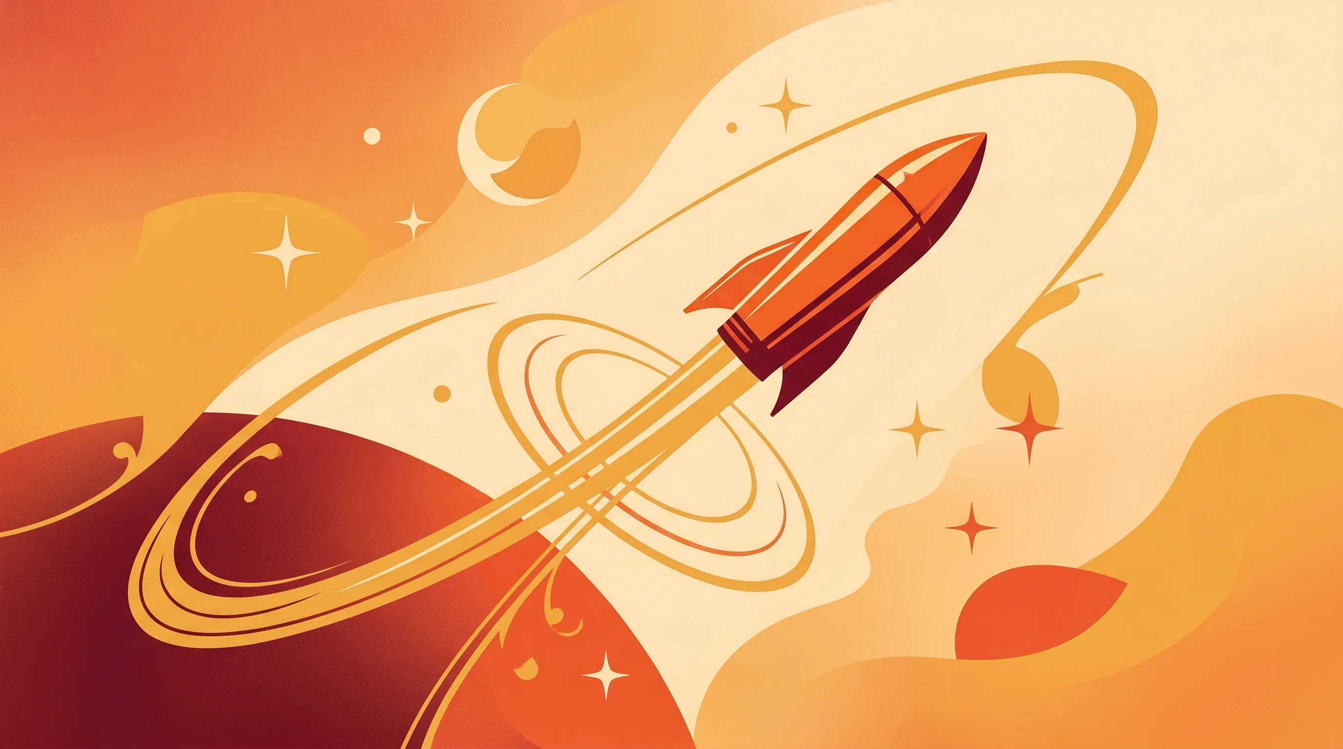 Digital illustration for article section "What Success Looks Like—If It Comes" in "BioOrbit Raises £9.8M to Manufacture Cancer Drugs in Space" - A minimalist, conceptual illustration of a sleek, stylized space capsule gracefully ascending along ...