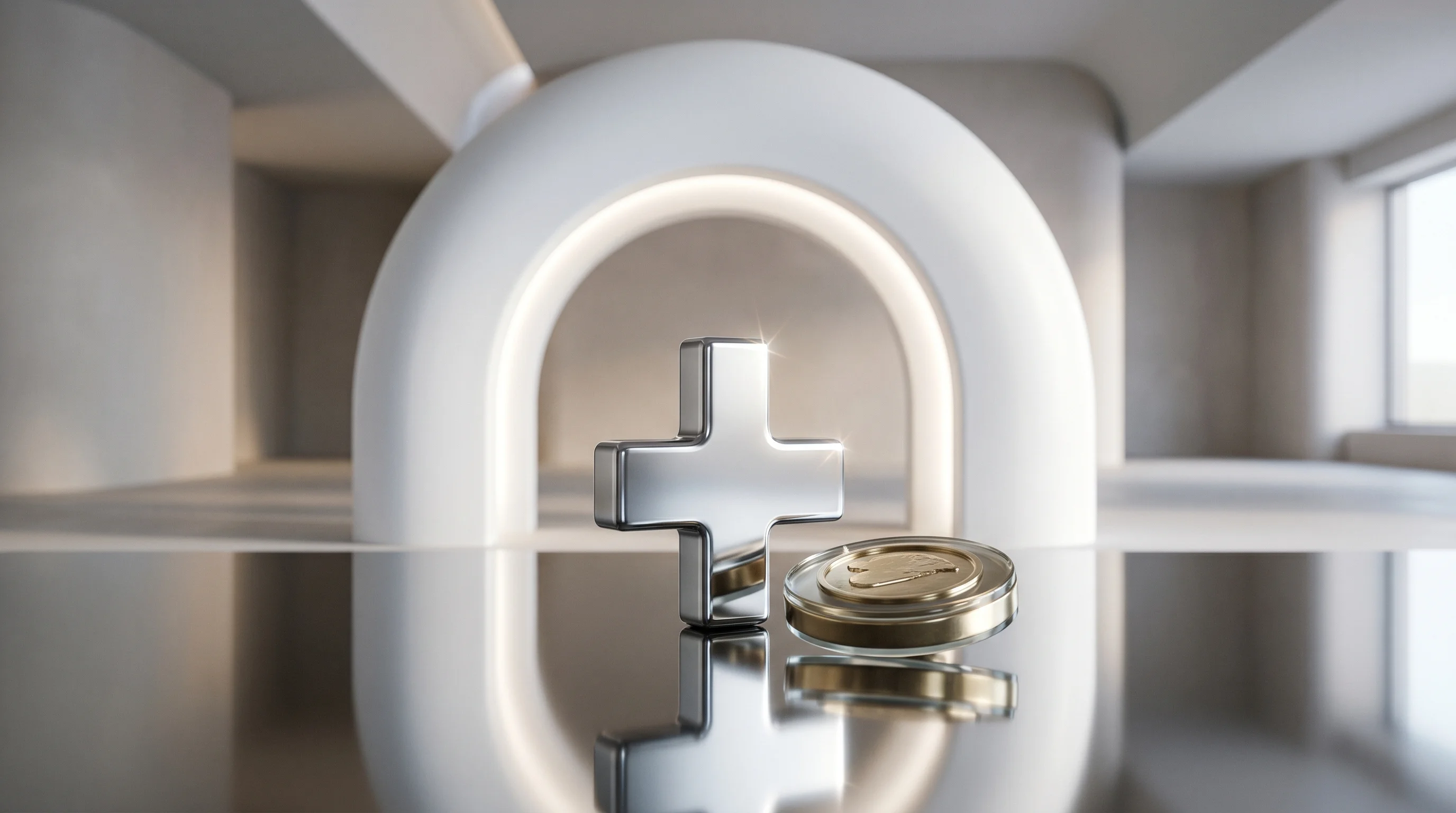 Digital illustration for article section "Regulatory Tailwinds, Market Headwinds" in "Axoft Raises $55M Series A for Ultra-Soft Brain Implant Tech" - A conceptual, minimalist representation of navigating medical regulatory pathways and market headwin...