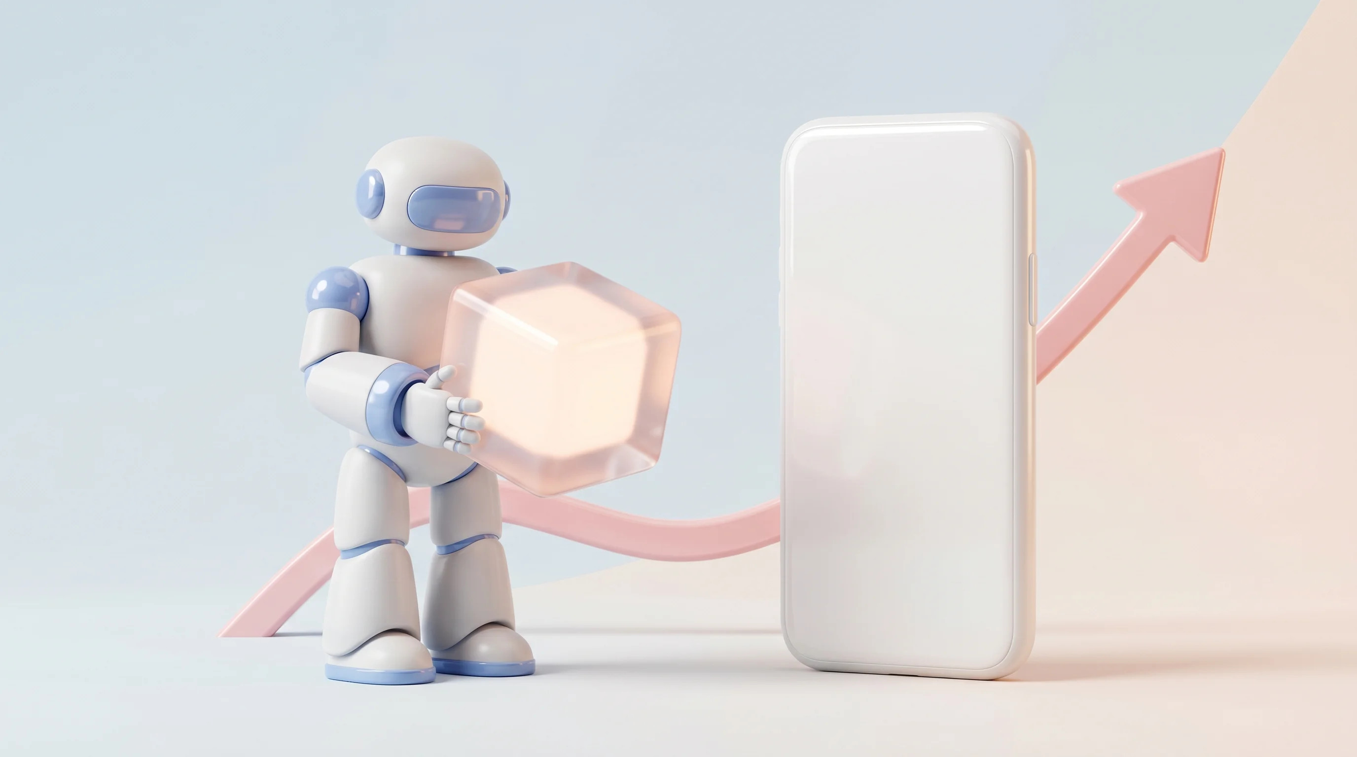 Digital illustration for article section "What Comes Next" in "Mosaic SoC Raises $3.8M to Power Always-On AI Wearables" - A clean, minimalist 3D conceptual scene representing the future of Edge AI, featuring a stylized, ge...