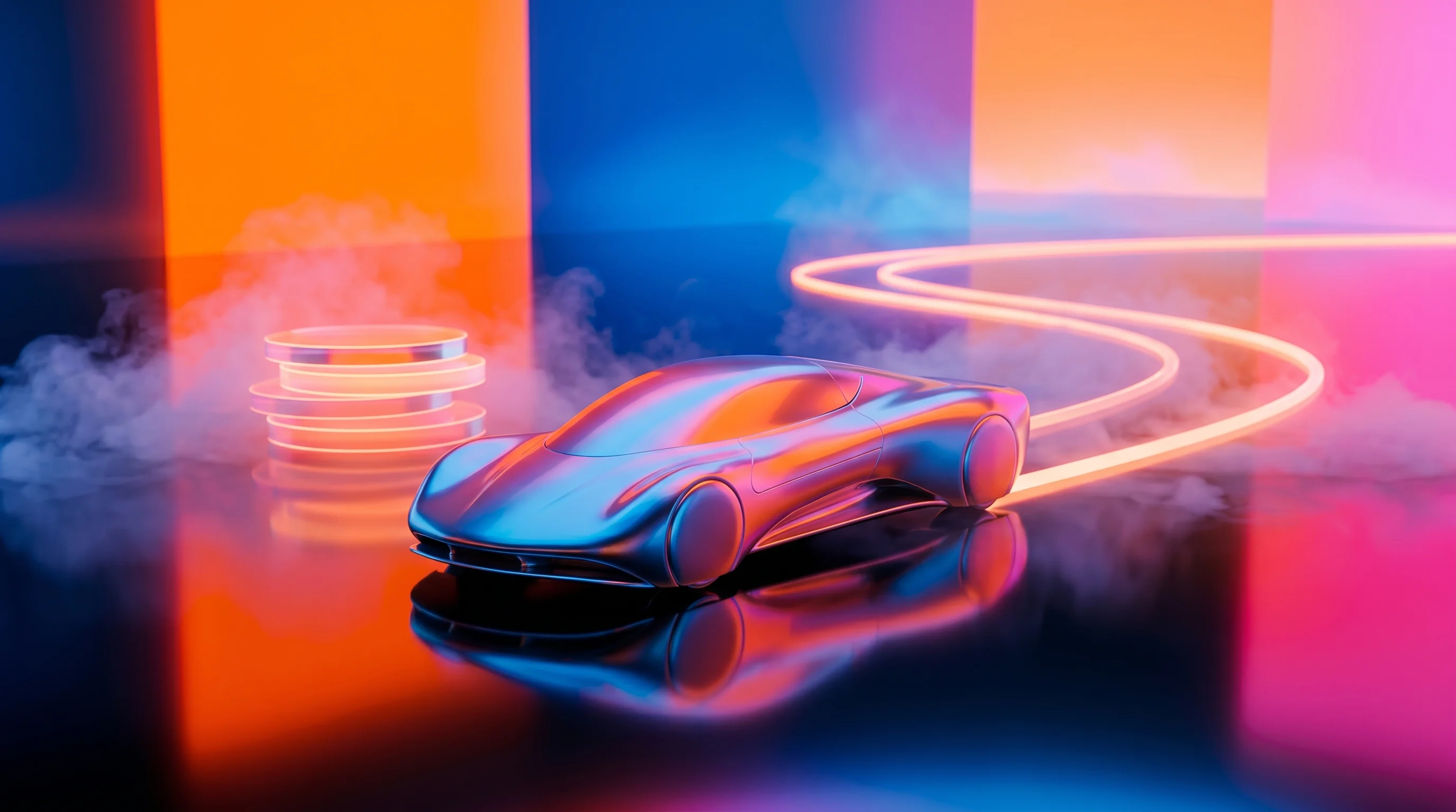 Digital illustration for article section "Grants, Accelerators, and the Long Road Ahead" in "Spiral Hydrogen Raises €2.7M for 95%-Efficient Electrolyzer Tech" - A conceptual, minimalist composition focusing on a sleek, aerodynamic aerospace hardware prototype r...