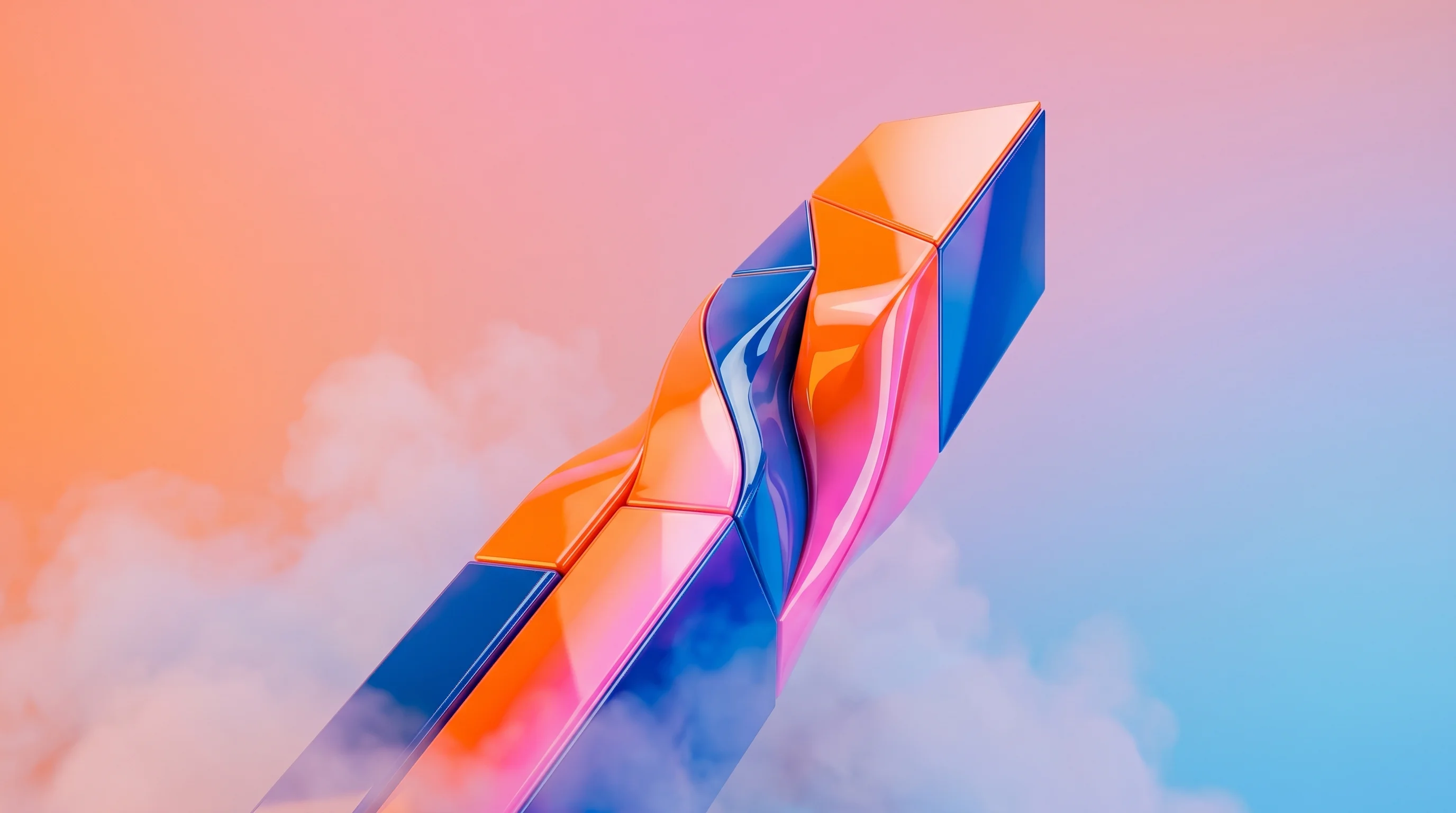 Digital illustration for article section "What Happens Next" in "JuliaHub Raises $65M to Bring AI Agents to Hardware Engineering" - A sleek, minimalist geometric monolith expanding outward and upward, symbolizing visionary go-to-mar...