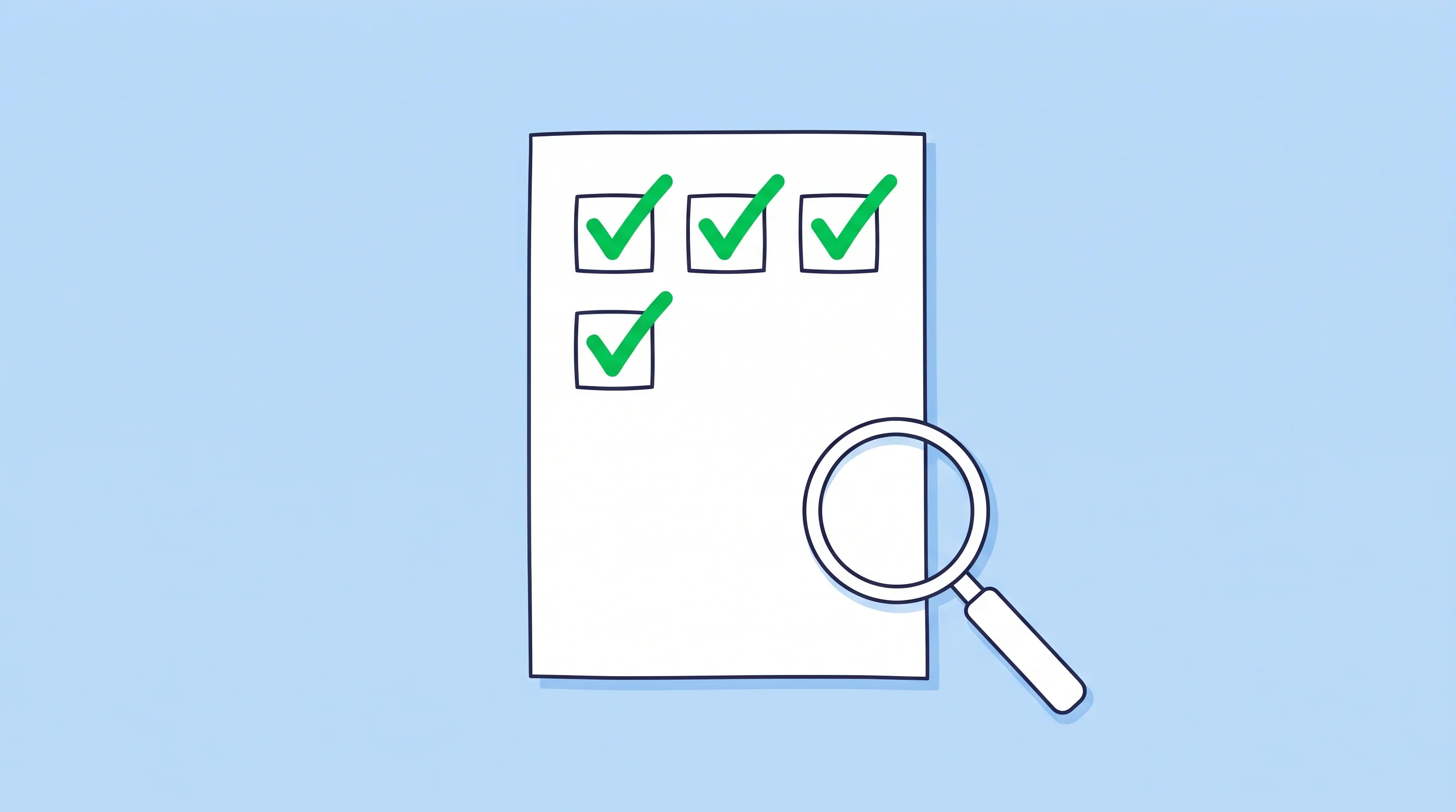 Digital illustration for article section "What's Missing" in "AppAudix Enters Mobile Security Market with AI-Driven Pen Testing" - A clean, minimal conceptual illustration of a simple white checklist floating against a soft, unclut...