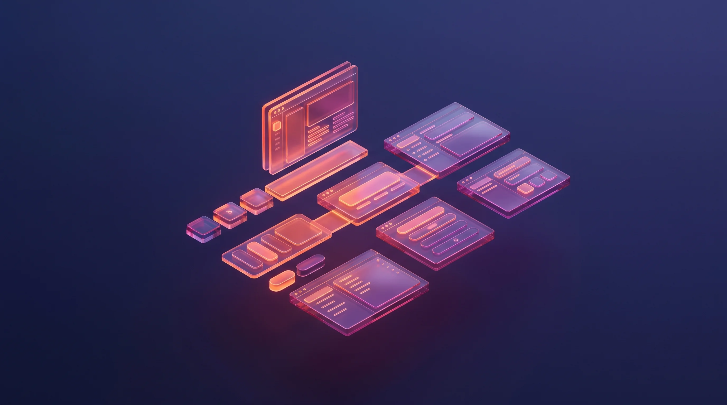 Digital illustration for article section "The UI Map Gambit" in "Ex-DeepPavlov Team Builds Enterprise AI Agents Post-Techstars" - A clean, minimalist 3D conceptual representation of a structured "UI map" floating elegantly against...