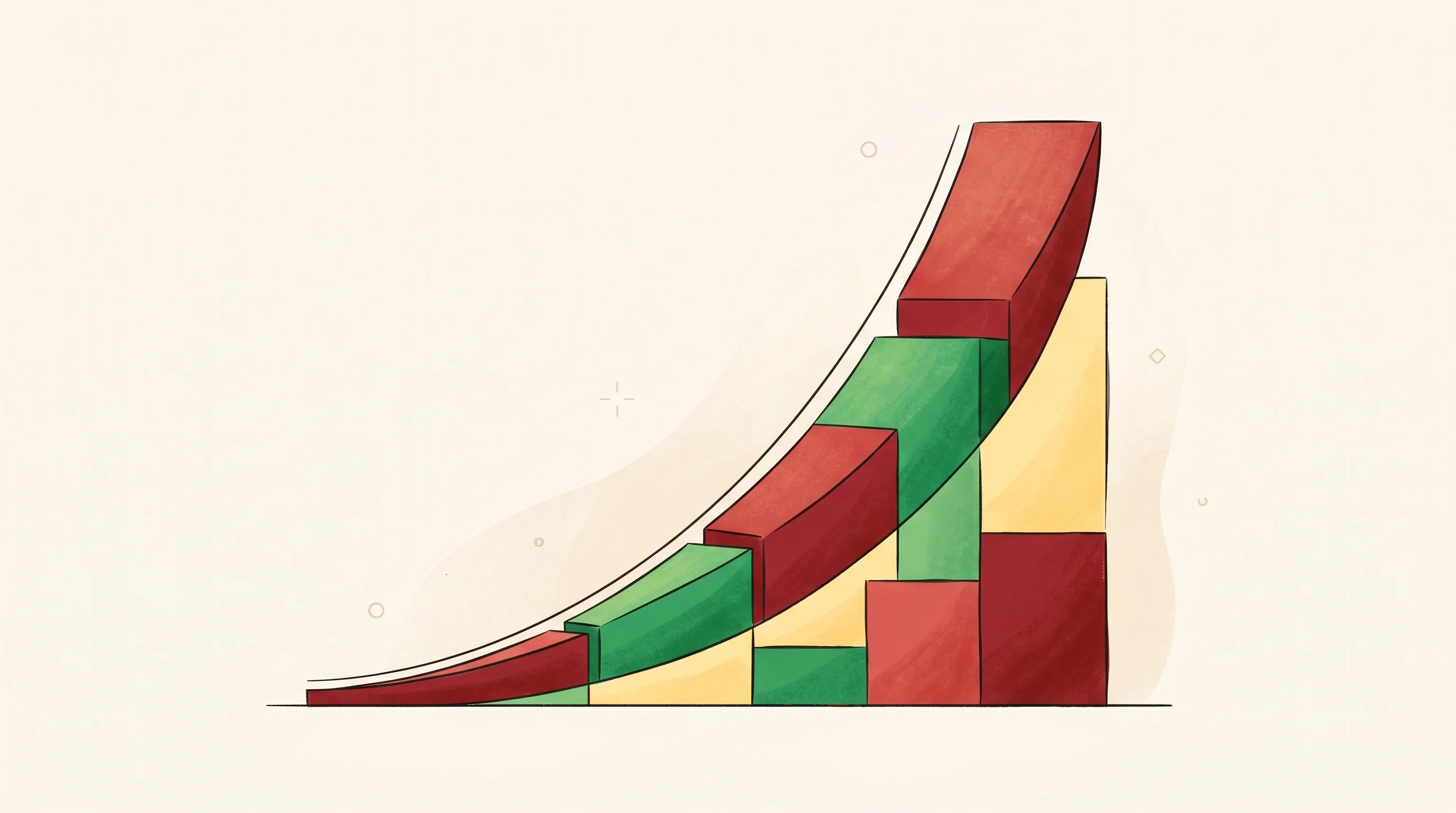 Digital illustration for article section "Growth Amid a Broader Shift" in "Aya Raises $7M Series A to Scale On-Demand Fashion Model Across GCC" - A minimalist illustration representing rapid business growth and expansion, featuring a clean and si...