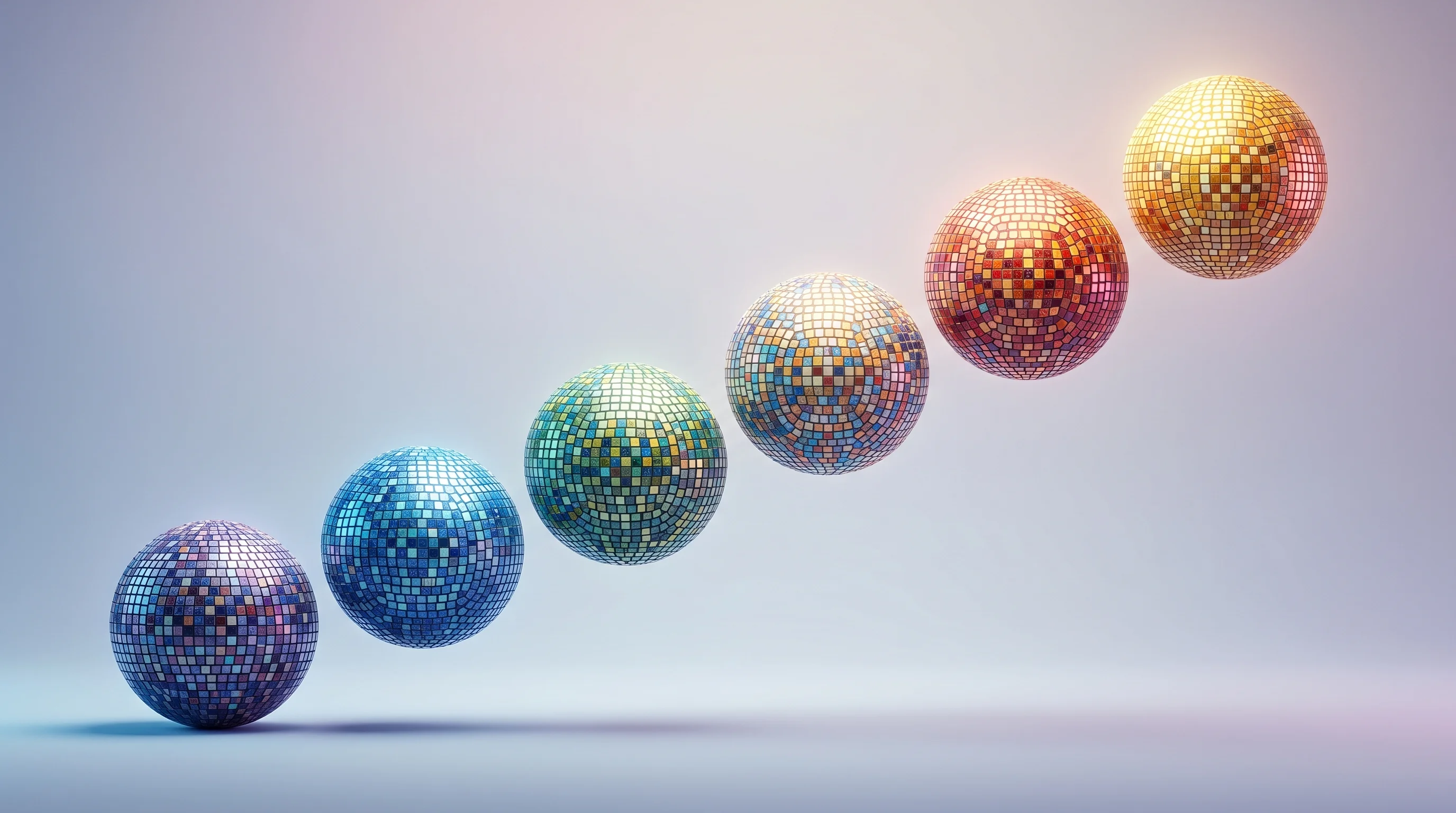 Digital illustration for article section "Six Launches in Six Months" in "Shipper.now Bets on AI Agent Teams to Challenge Lovable's Empire" - A clean, minimal, and modern conceptual image representing a rapid succession of six product launche...